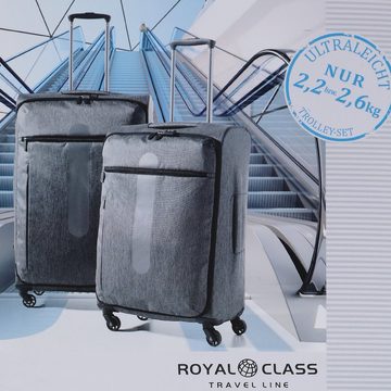 Home4Living Weichgepäck-Trolley Trolley-Koffer Reisekoffer Stoff Grau 52 Liter Ultraleicht, 2 Rollen, Ultraleicht