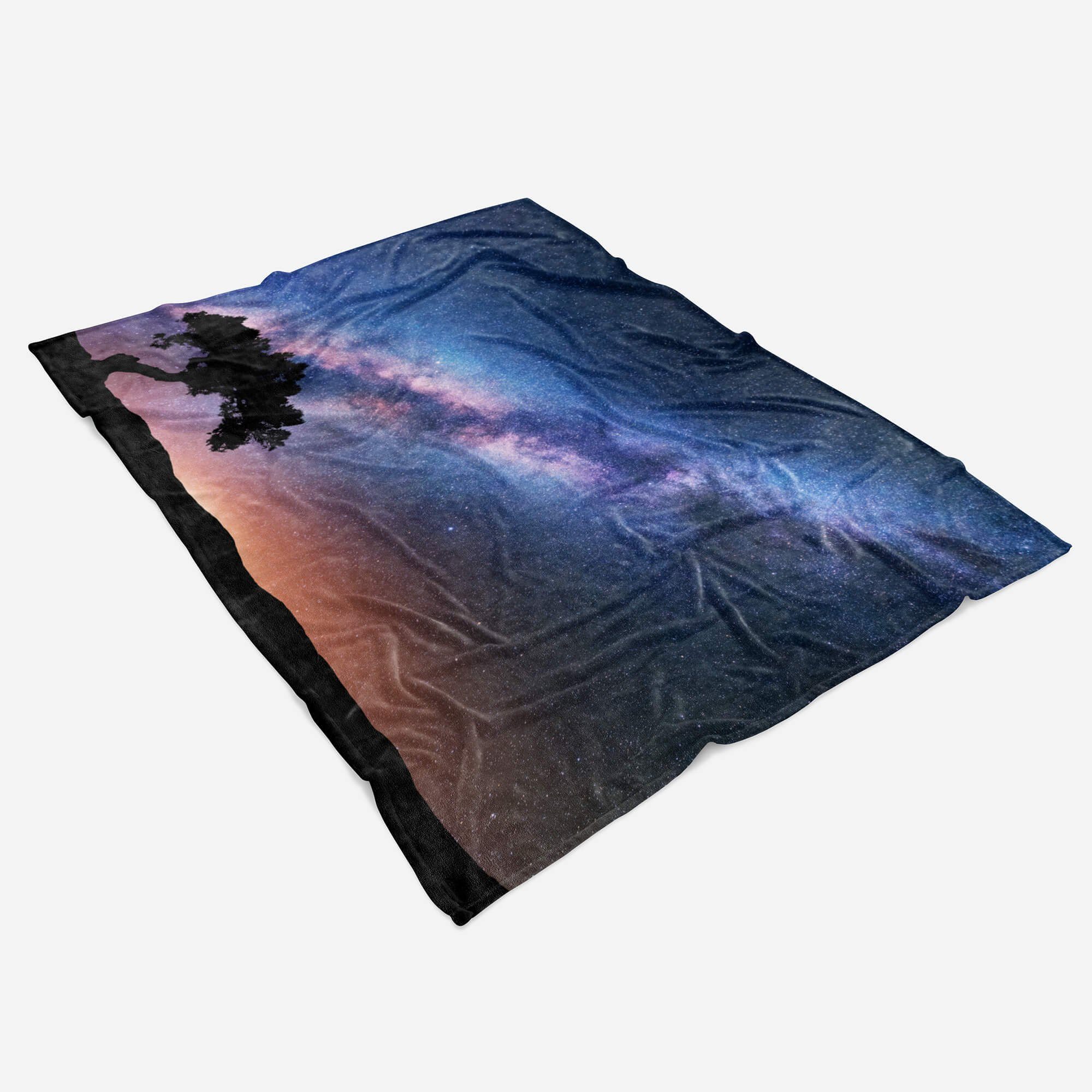 Strandhandtuch Einsamer Baumwolle-Polyester-Mix Handtücher mit Handtuch (1-St), Fotomotiv Sinus Baum Saunatuch Handtuch Art Kuscheldecke Ster,