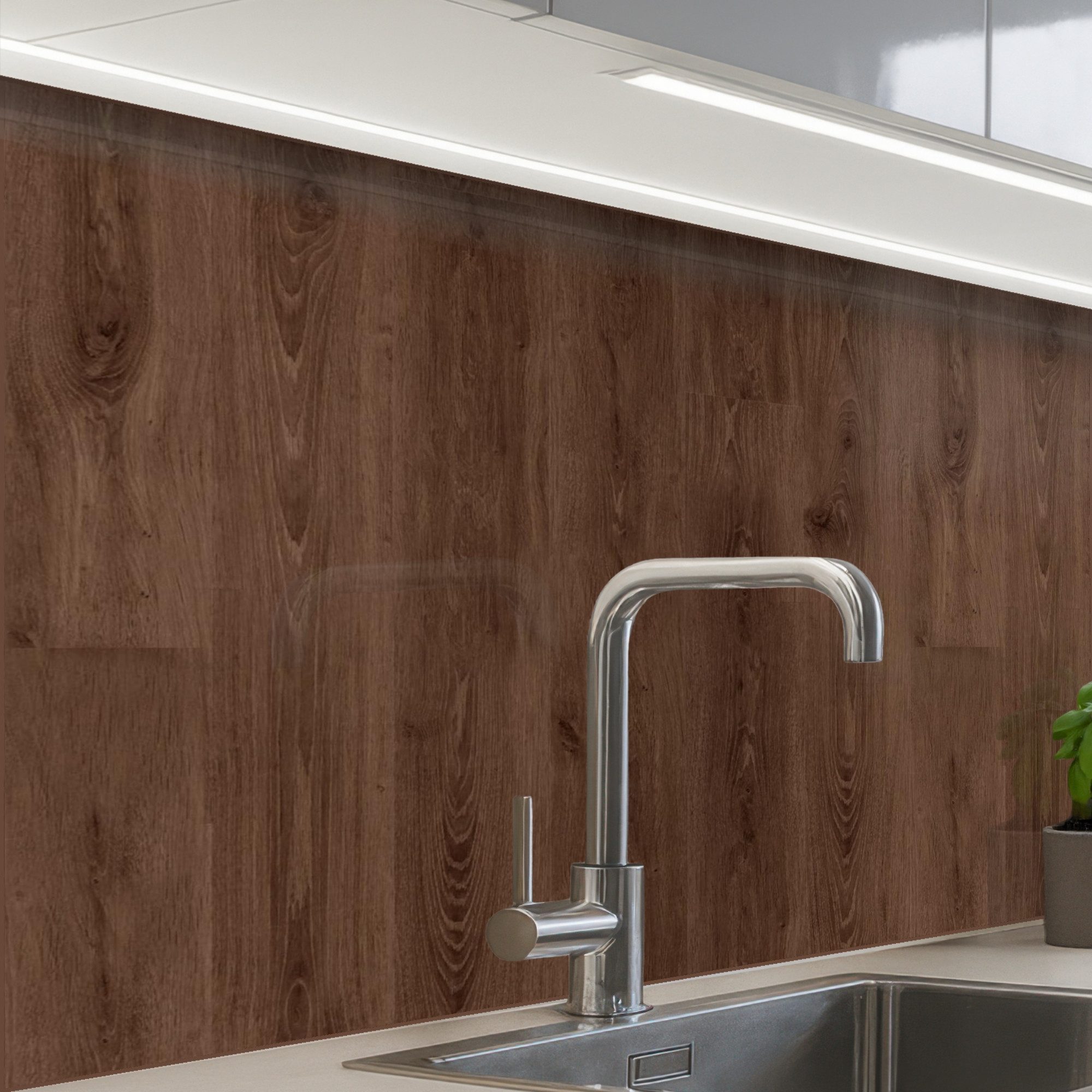 KitchenYeah Küchenrückwand selbstklebend Braun - Muster - Holz, (1-tlg), Sp günstig online kaufen