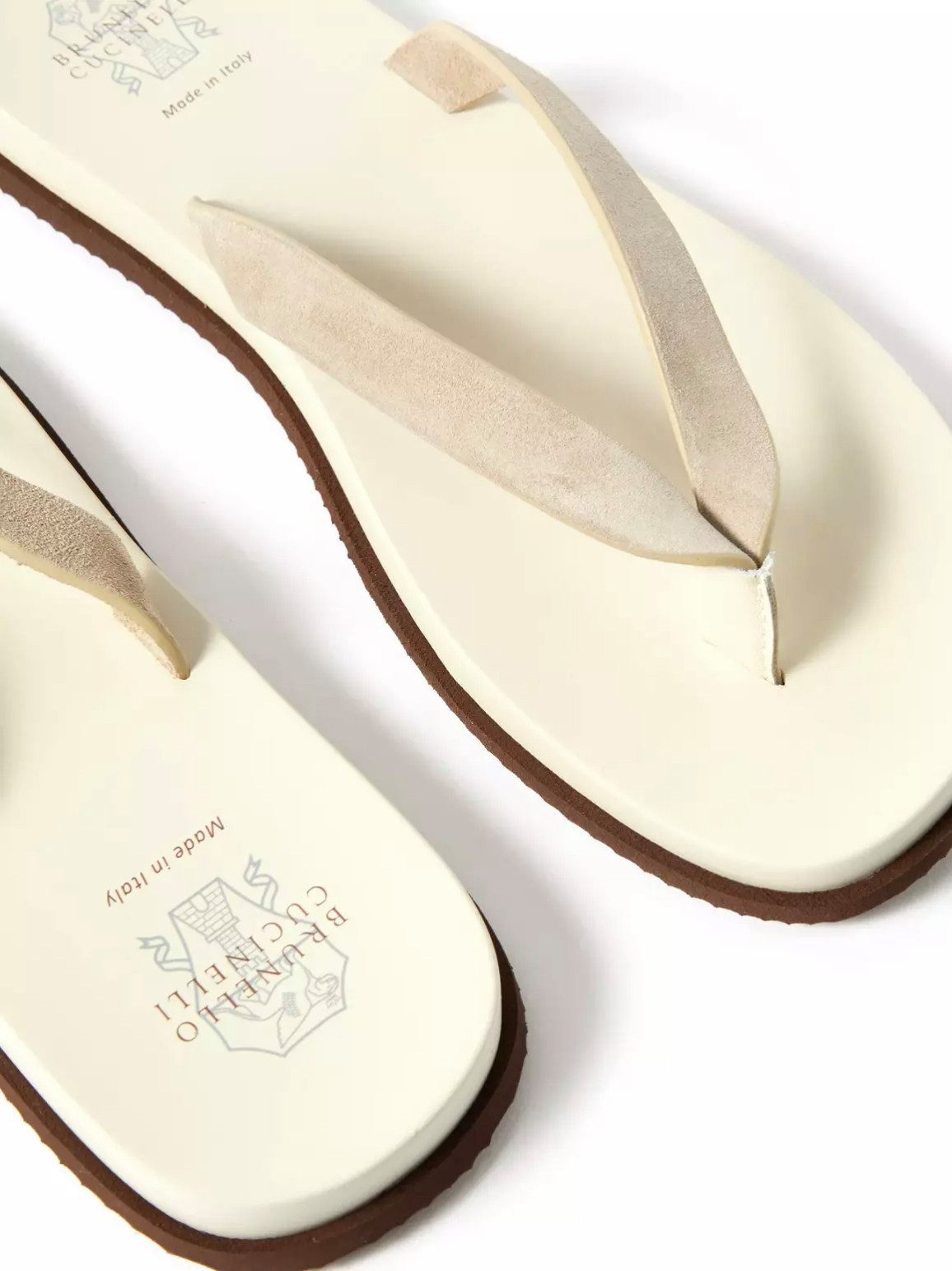 BRUNELLO CUCINELLI Sandalen Flip-Flops aus Veloursleder und Leder Sandale Weiche Veloursleder-Riemen und gepolstertes Lederfußbett
