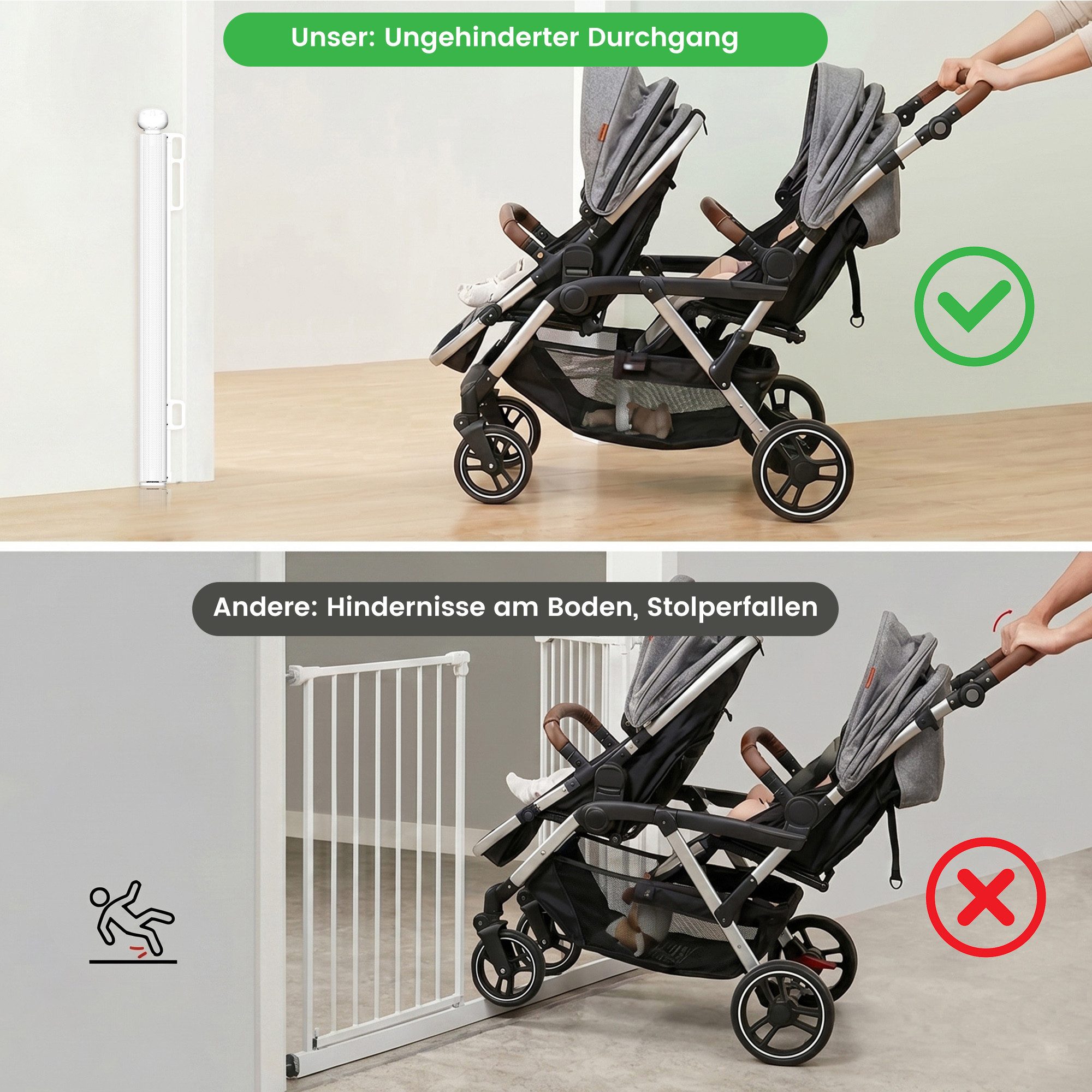DAITORE Türschutzgitter Treppenschutzgitter ausziehbar bis 140cm~180cm für Kinder, Haustiere, Raumtrennung Absperrgitter kindersicheres Treppengitter – Bild 4 von 5