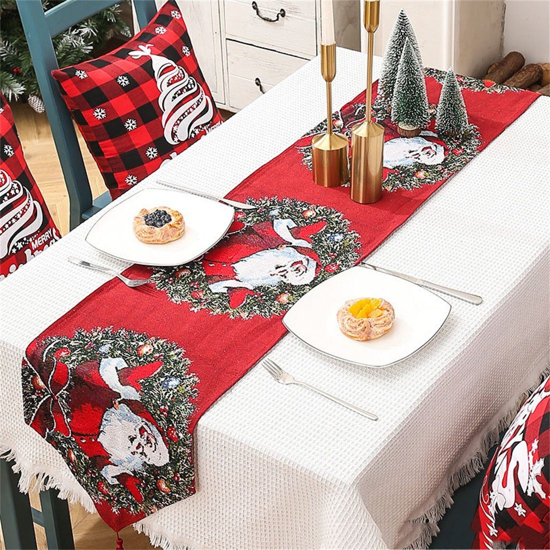 Tischfahnen, Tischdekoration Festliche Kreativ DÖRÖY Weihnachten bedruckte Tischläufer