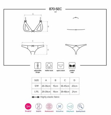 Obsessive Set: Bügel-BH Reizwäsche-Set rot BH String offen Dessous mit Spitze (Set)