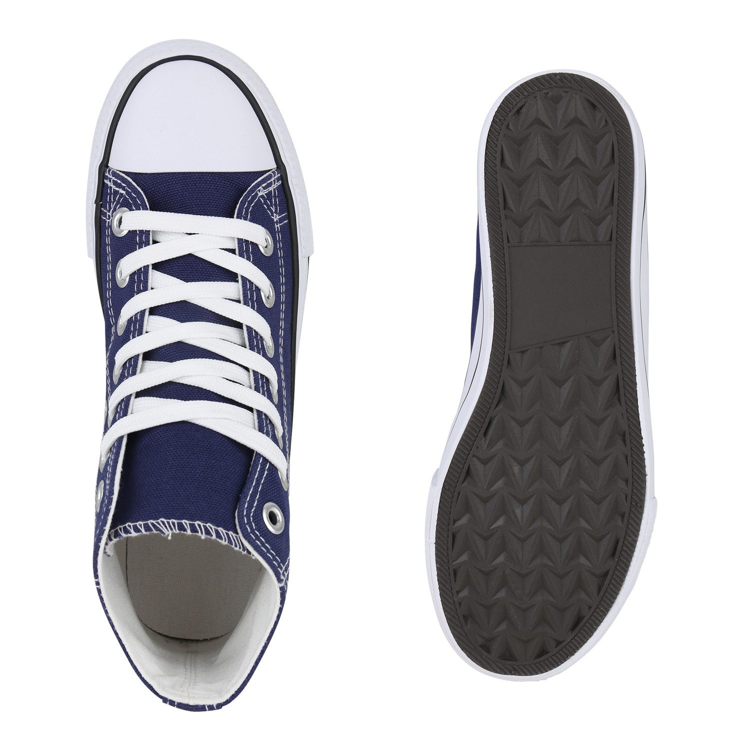 VAN HILL 841313 Sneaker Damen Sneaker High Schnürer Bequeme Basic Freizeit Stoff