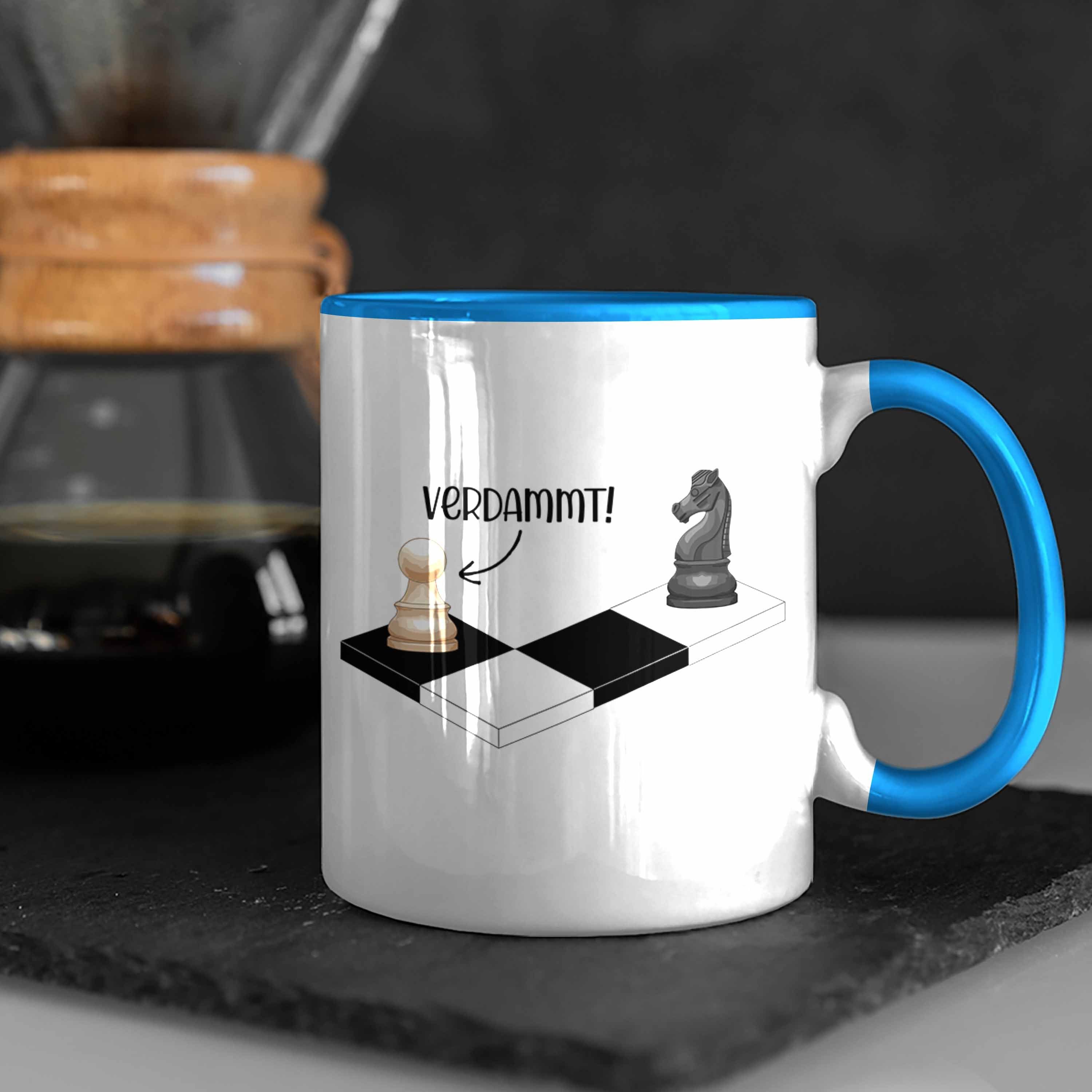 Schachspieler Trendation Schachfiguren Tasse Geschenk Geschenkidee Kaffeetasse Grafik - Tasse Trendation Lustig mit Schach Blau