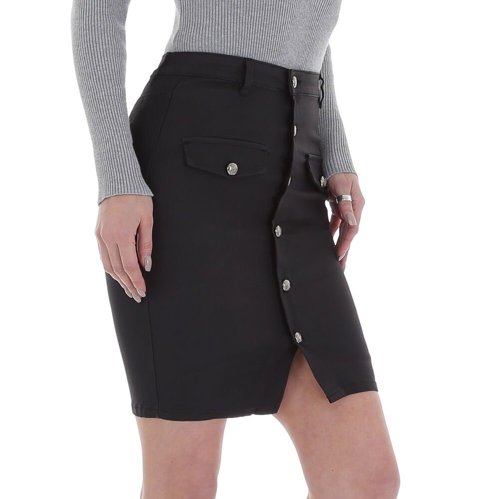 Ital-Design Lederimitatrock Damen Freizeit Stretch Minirock in Schwarz