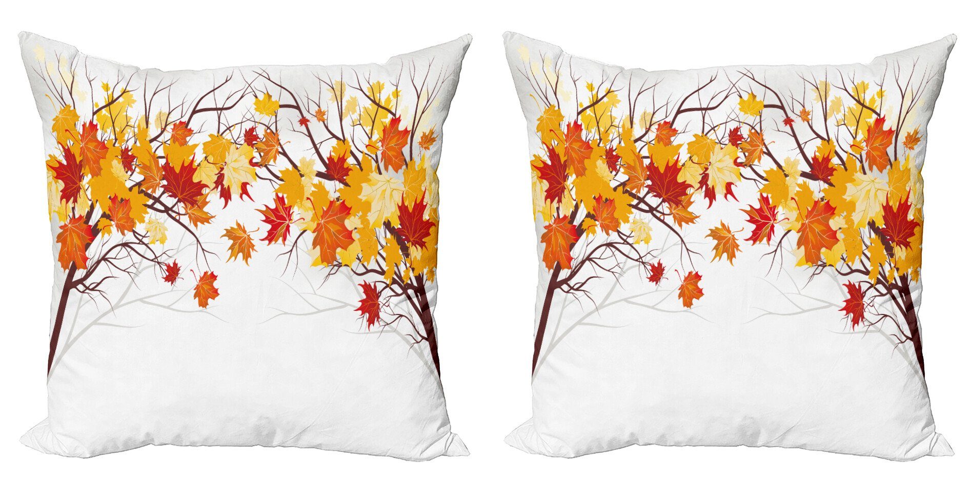Cartoon Herbst-Baum Fallen Accent Ahorn Doppelseitiger Kissenbezüge Digitaldruck, (2 Modern Stück), Abakuhaus