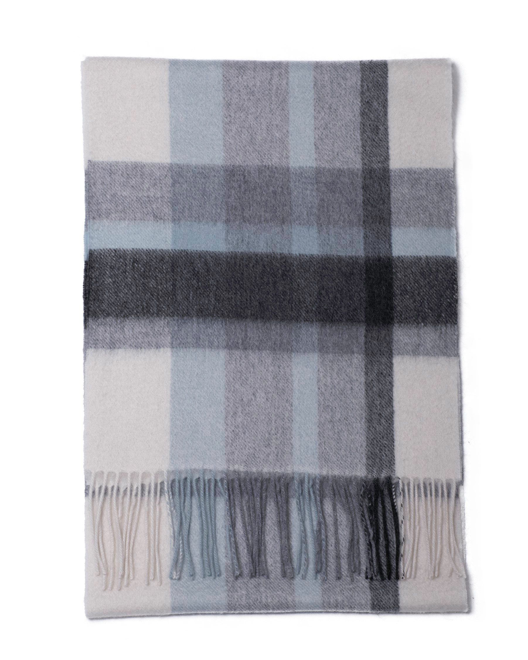 MayTree Kaschmirschal Unisex, 180 x 30cm, mit Fransen, gewebt Tartan verschiedene Grau, (Stück, 1-St), 100% Kaschmir