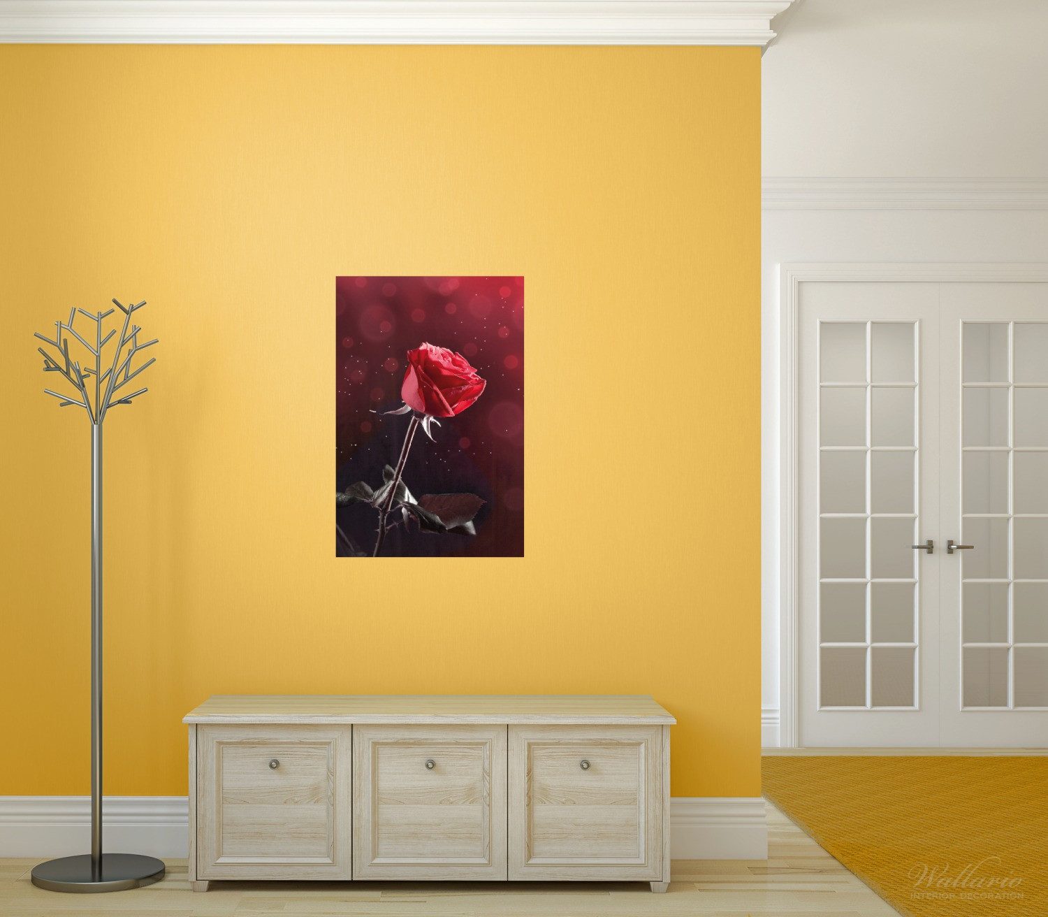 Wallario Wandfolie, Rote Rose Single, in verschiedenen Ausführungen