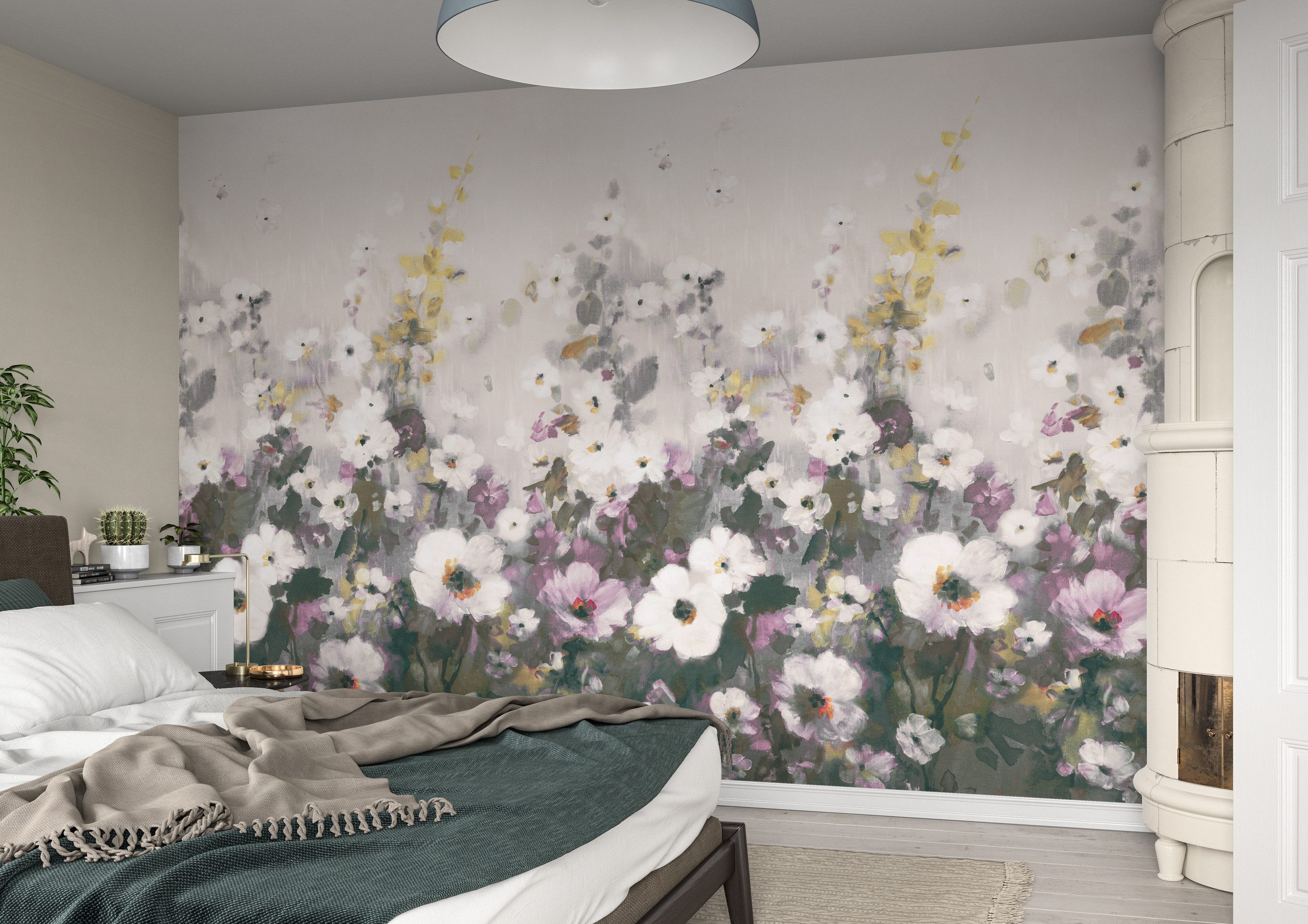 Rasch Fototapete Blumenwiese - Vliestapete Lila, floral, bedruckt, (1 Rolle, 1 St., Kollektion 'Magicwalls' - 2,65 m x 2,12 m), Lichtbeständige Farben - Feucht abwischbar - Restlost abziehbar