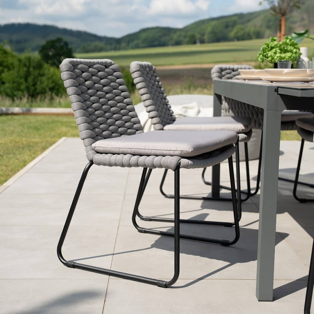 HOME DELUXE Gartenstuhl aus Seilgeflecht BALERO (3 St), pulverbeschichtetes Stahlgestell, Terrassenstuhl, Gartenstühle