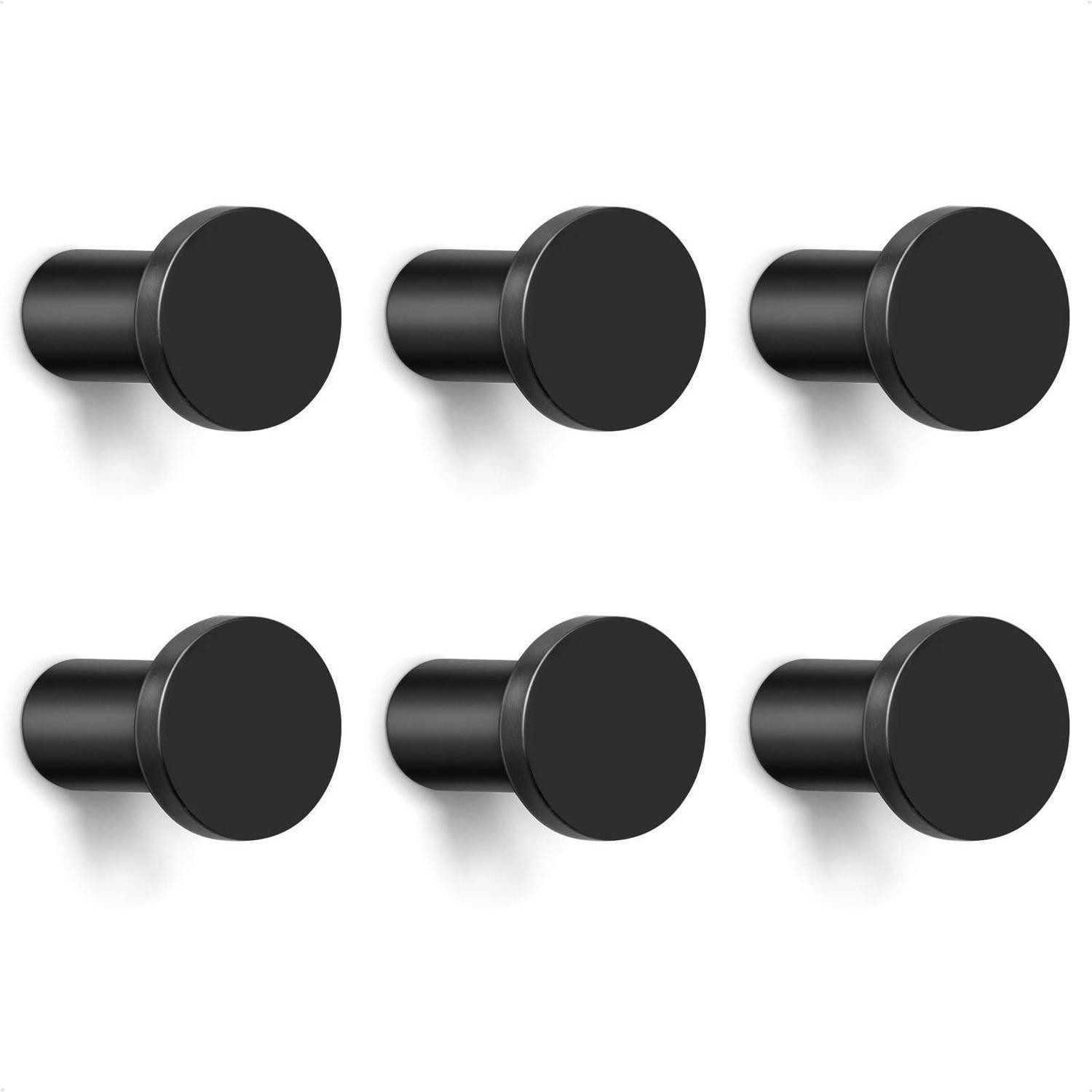 LuxusKollektion Kleiderhaken Kleiderhaken Schwarz Rund 25mm Metall 6Stück, (6-St)