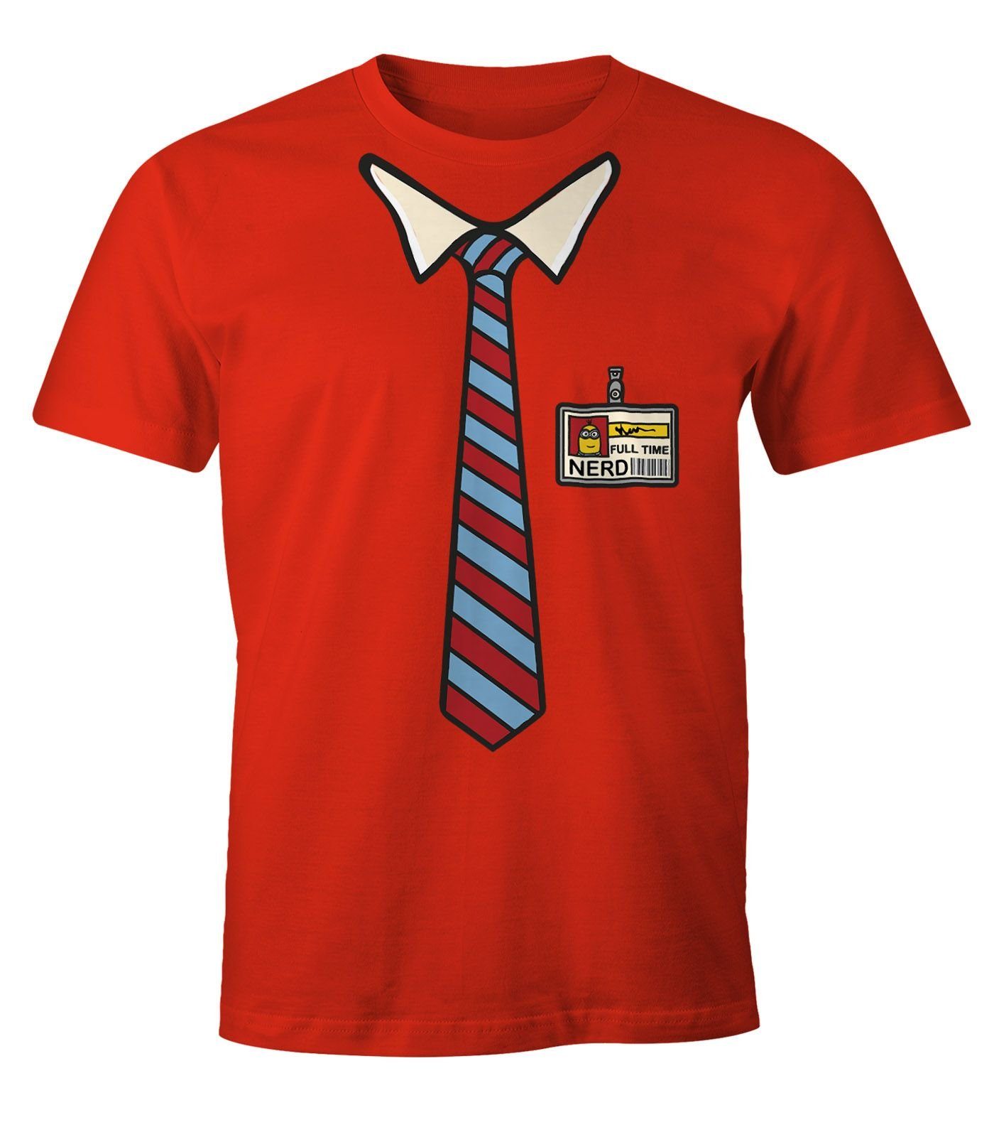 MoonWorks Print-Shirt Herren T-Shirt Full Time Nerd Geek Fun-Shirt Moonworks® mit Print rot