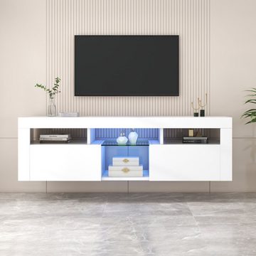 REDOM TV-Schrank Lowboard hochglanz (Breit: 140 cm) TV-Panel, mit LED-Beleuchtung, TV board
