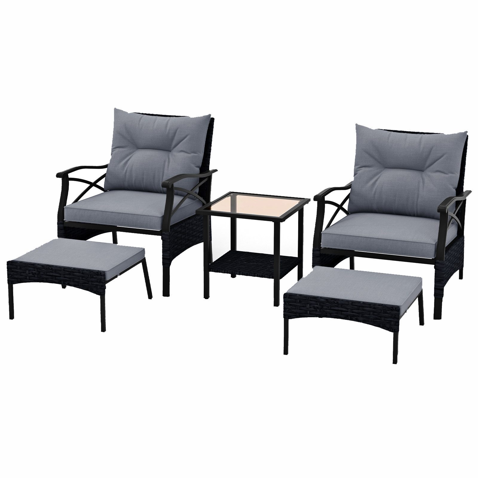 KOMFOTTEU Balkonset Gartenmöbel Sitzgruppe, (Set, 5-tlg), mit weichen Sitz- & Rückenkissen