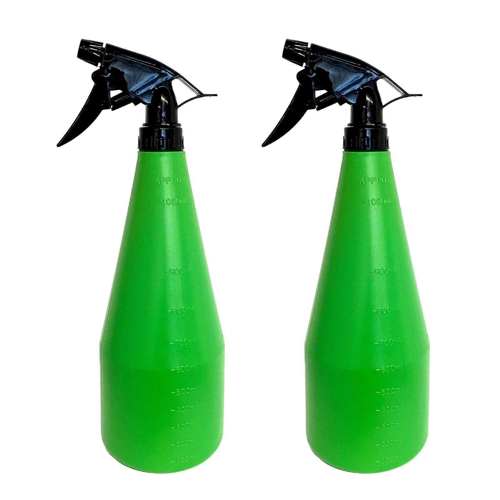 HAC24 Sprühflasche Pflanzen Sprühflasche Pflanzensprüher Handsprüher Desinfektionssprüher Zerstäuber, 1,00 Liter, (2-tlg), Grün, Kunststoff, regulierbarer Sprühkopf