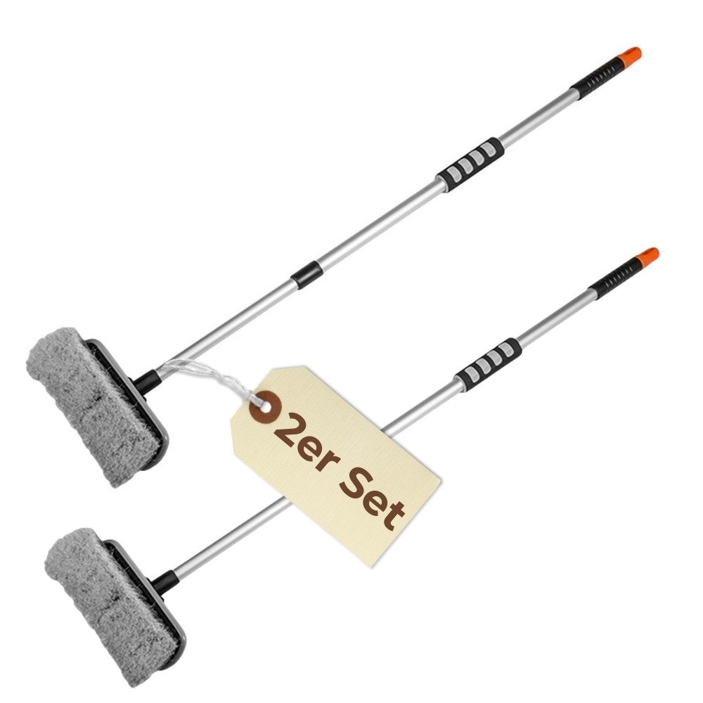 GarPet Autowaschbürste 2er Set Autowaschbürste Teleskop Stiel Waschbürste Auto 80-130cm