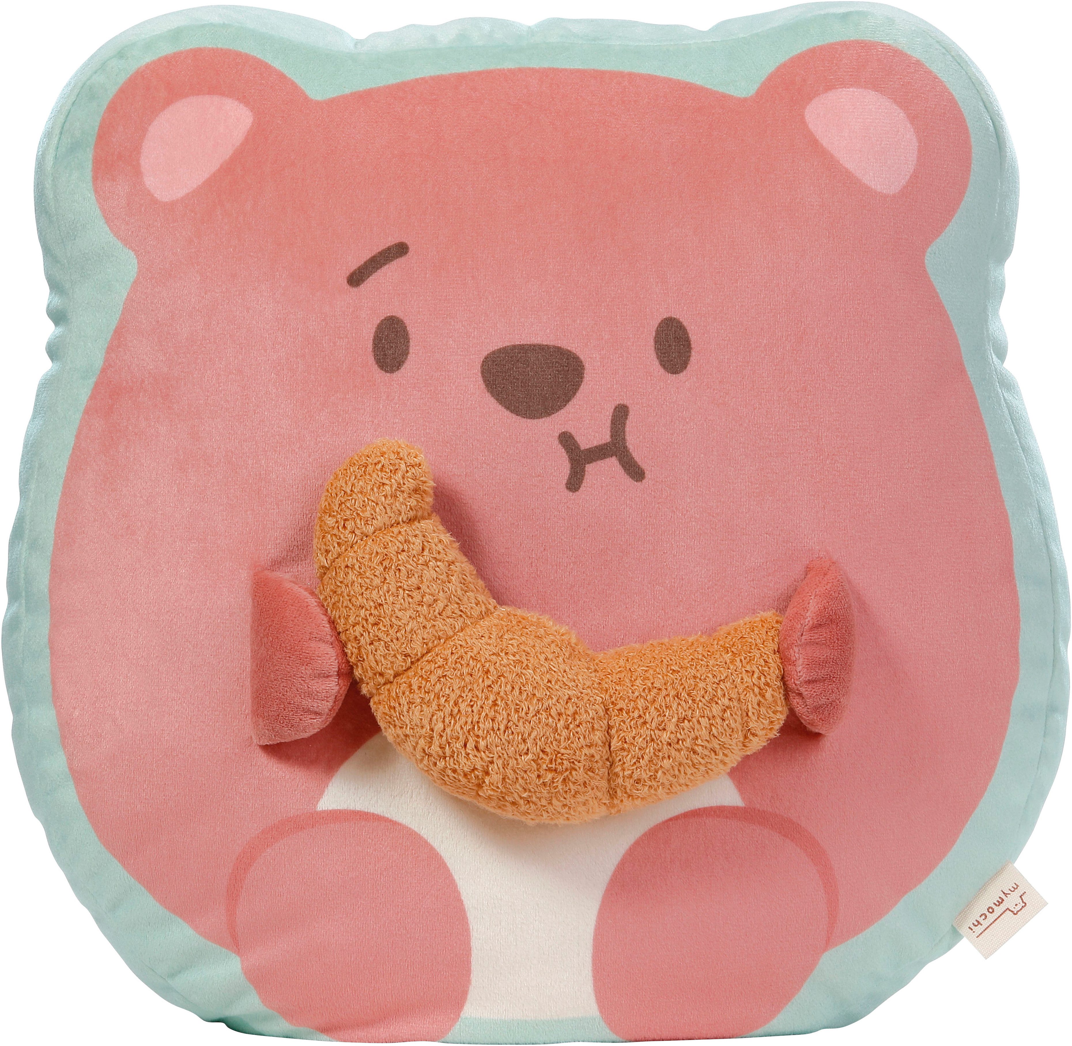 Kuscheltier mymochi, Bär Nomo mit Croissant 35x33x12cm