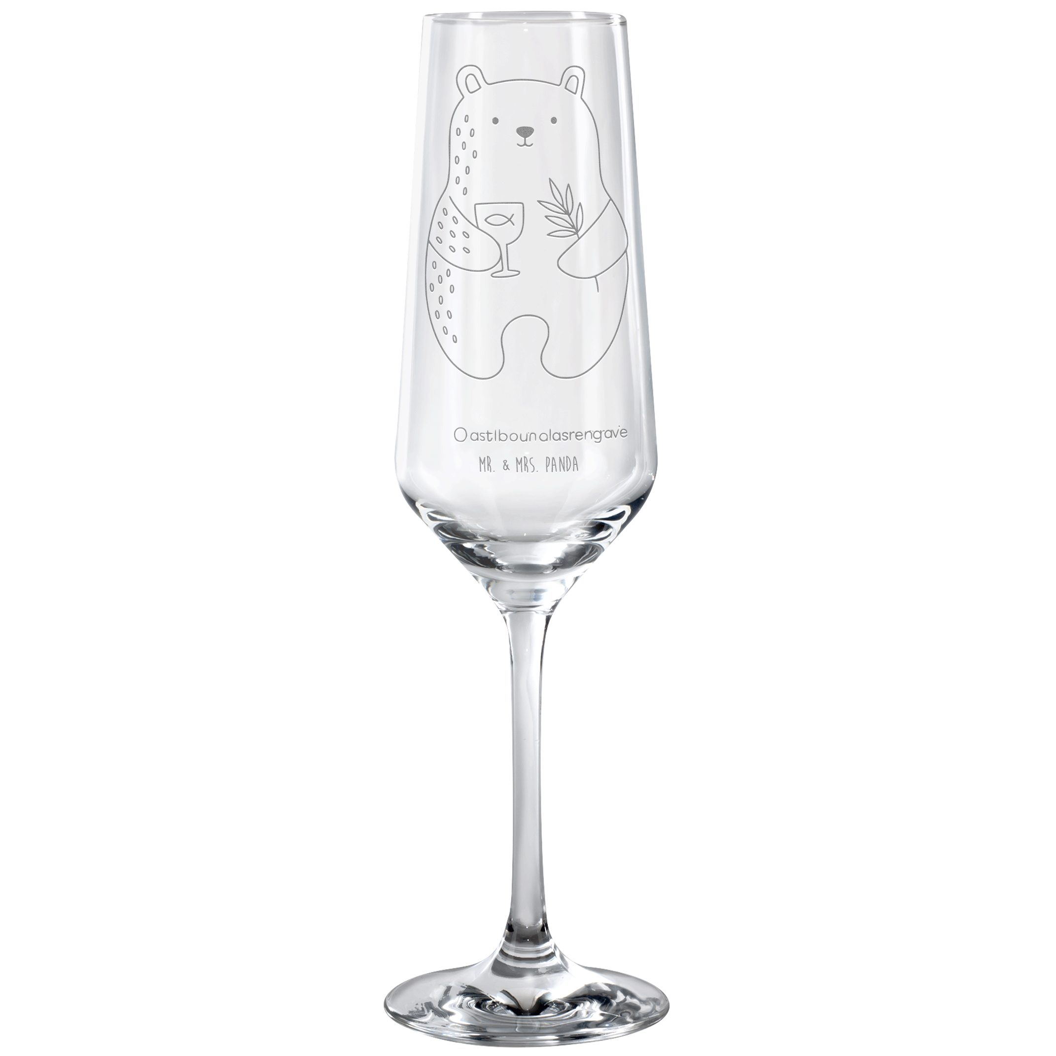 Mr. & Mrs. Panda Sektglas Bär Konfirmation, Sektglas, Transparent, Gottesdienst, Proseccoglas, 1-tlg., Premium Glas