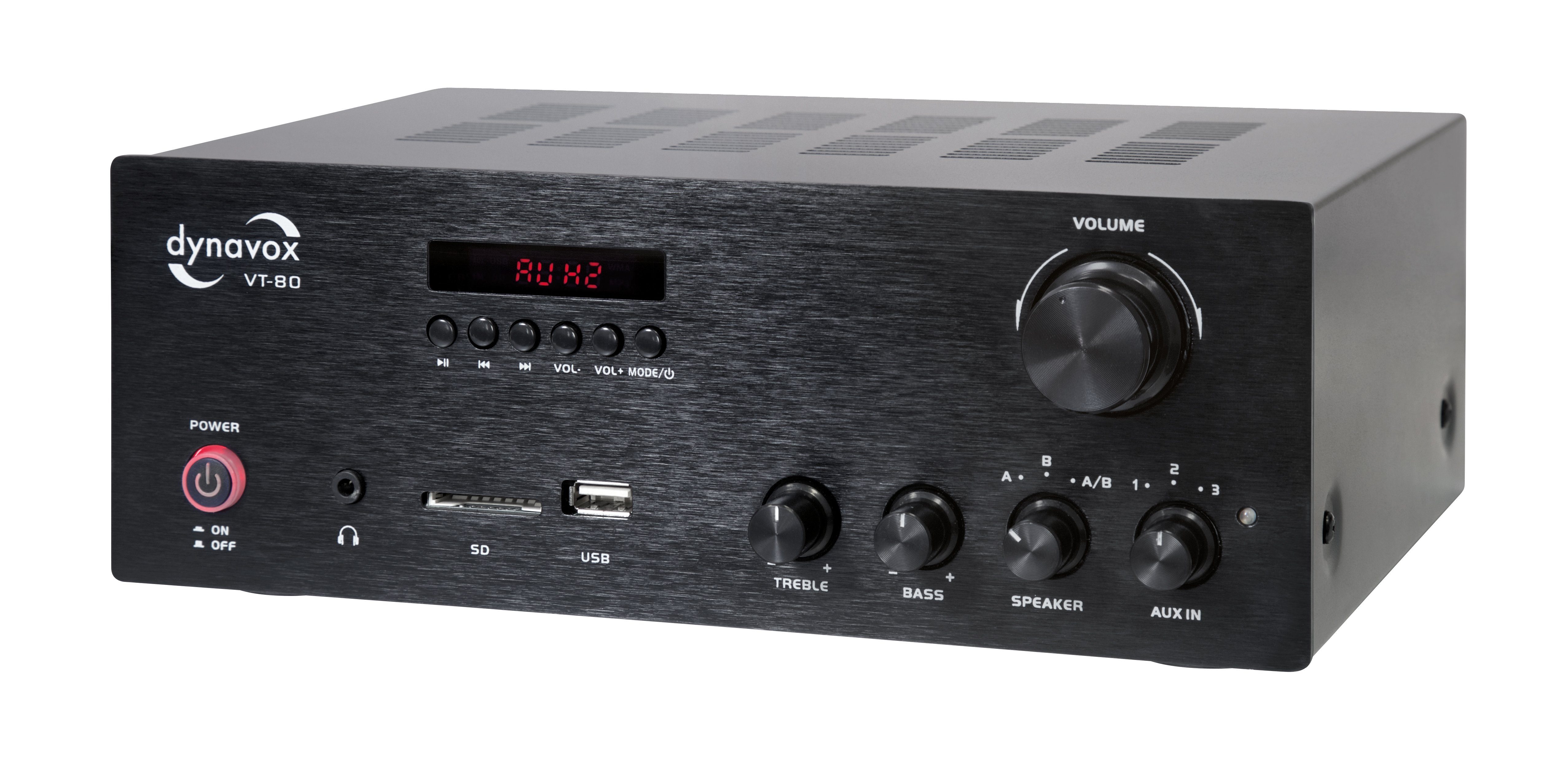 Dynavox VT-80 Vollverstärker (Anzahl Kanäle: 4-Kanal, 160 W, Stereo-Verstärker mit Bluetooth, Fernbedienung, USB, SD-Card)