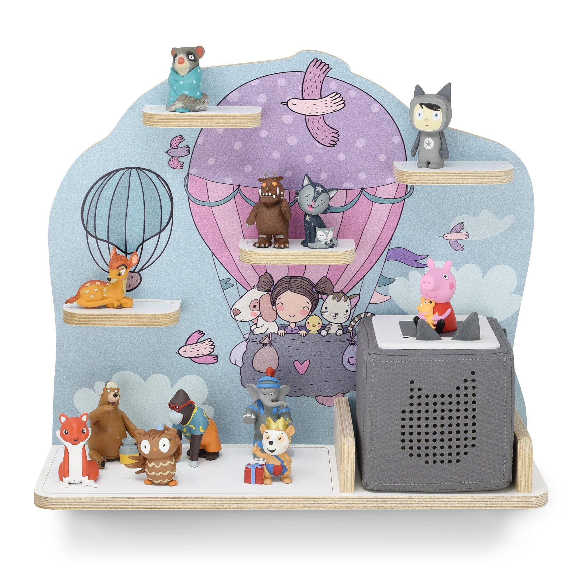 stadtecken Kinderregal Oben, mittel - Musikboxregal geeignet für die Toniebox, Passend für ca. 30 Tonies