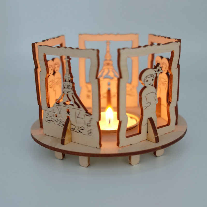 DeColibri Schwibbogen Teelichthalter Seiffen Kirche Bastelset Stimmungslicht, Ost - Erzgebirge Weihnachten Handwerkskunst