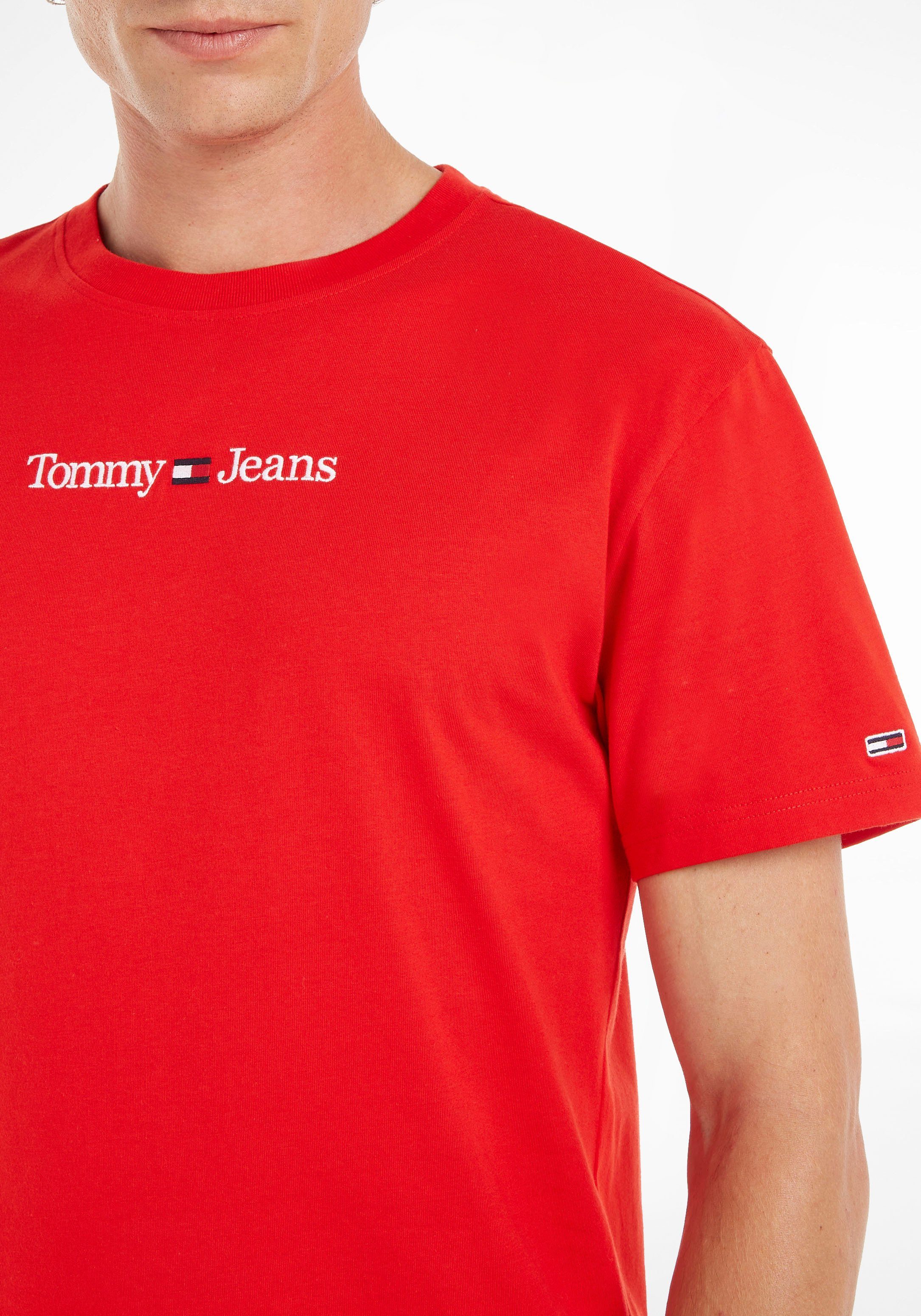 mit CLASSIC TEE TJM T-Shirt Tommy Logostickerei LOGO LINEAR Jeans DeepCrimson