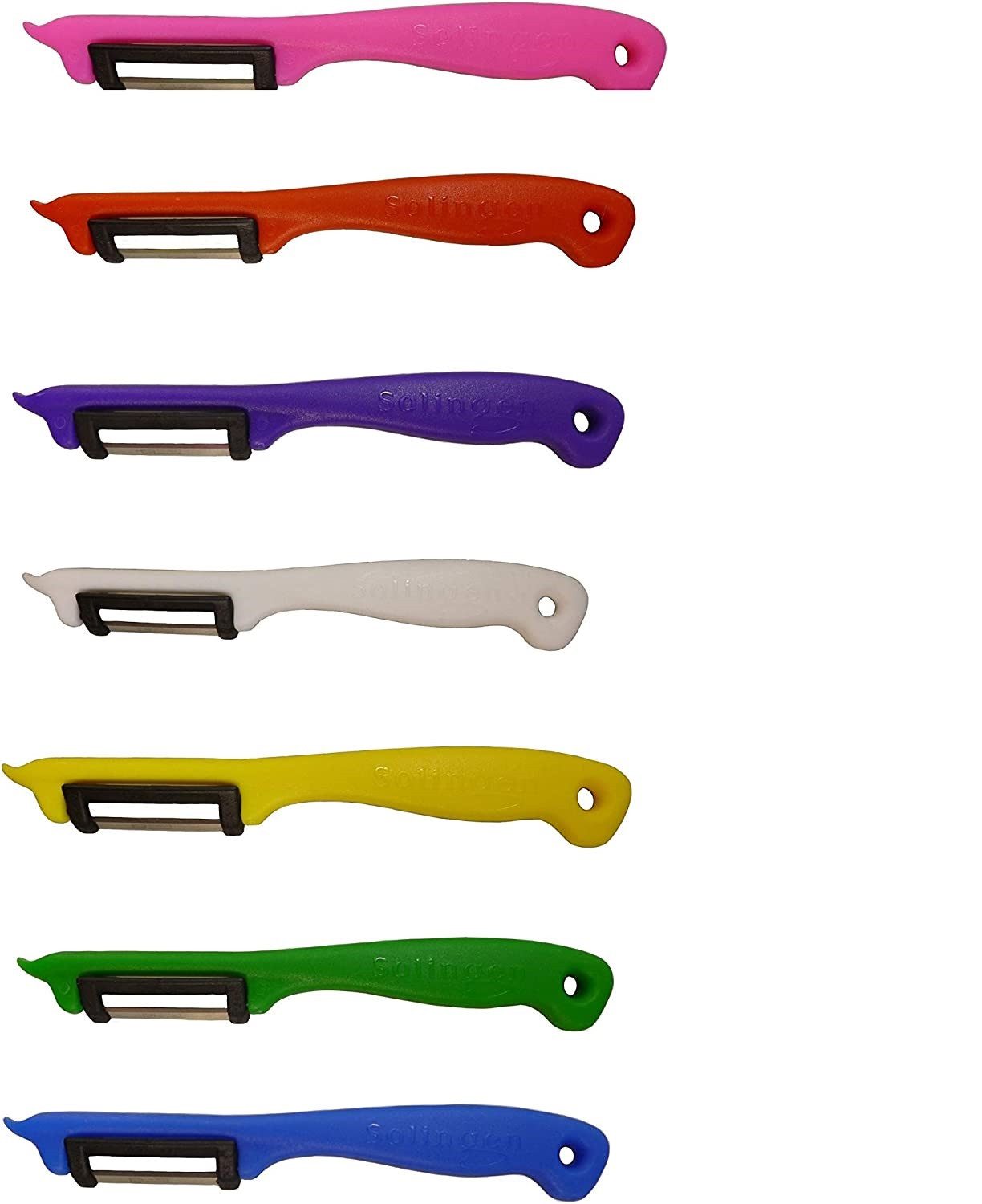 Neustanlo Spargelschäler Spargelschäler Set 4 Stück, für Obst und Gemüse, Pendelschäler, Für Links- und Rechtshänder, bunte Farben, Solingen Qualität