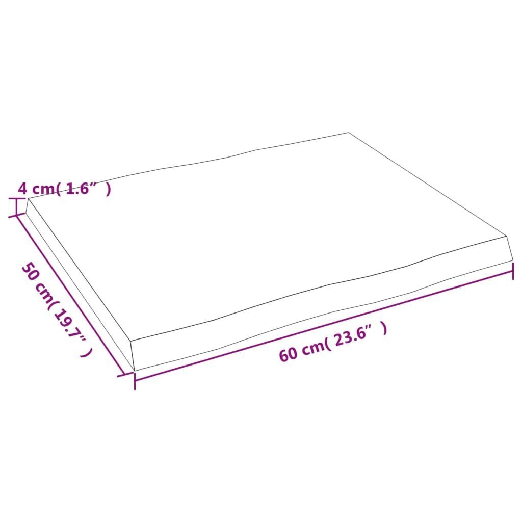 60x50x(2-4) Massivholz Baumkante (1 cm Behandelt Tischplatte furnicato St)