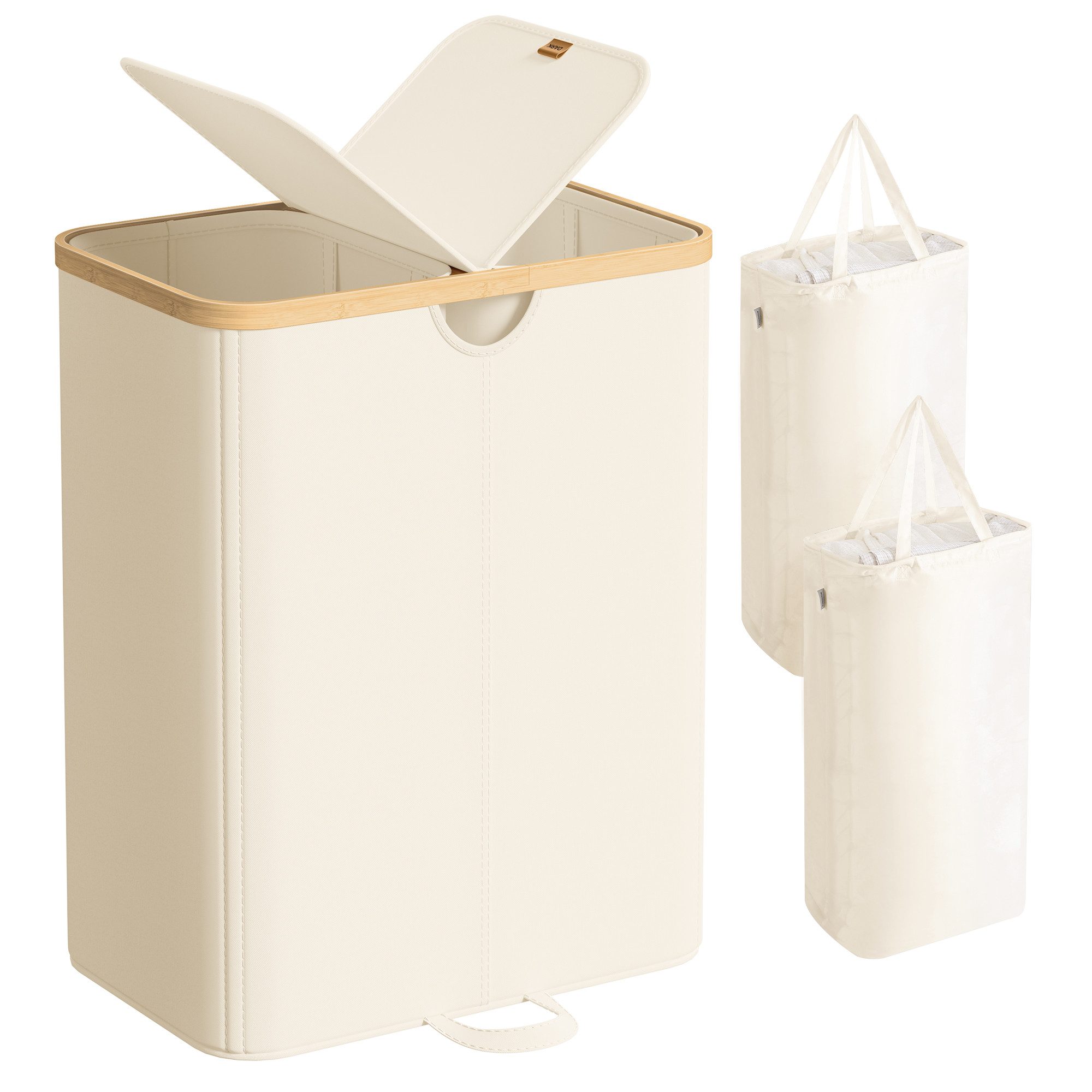 SONGMICS Wäschekorb, 2 Fächer,150 Liter,mit Deckel, günstig online kaufen