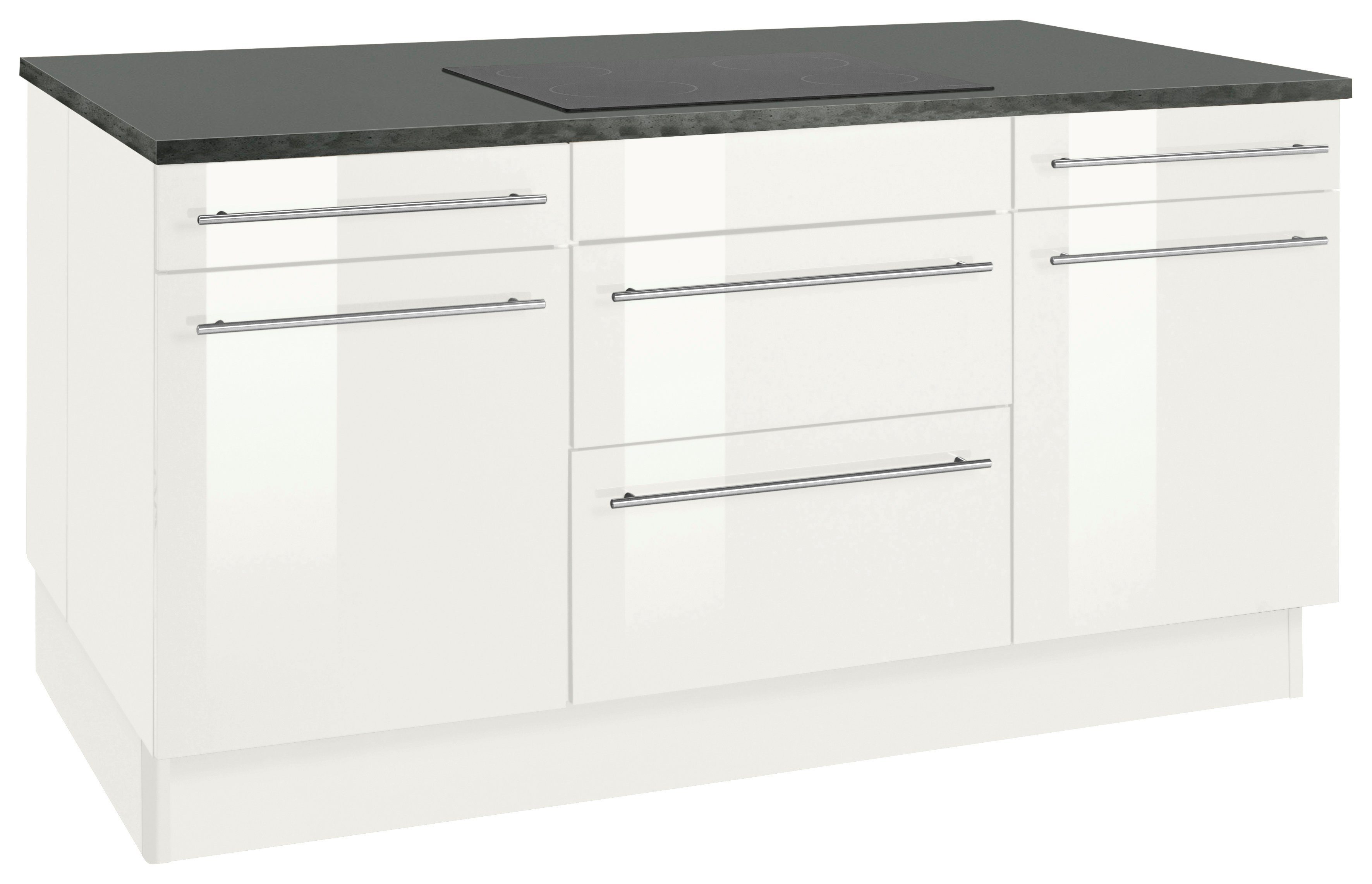 OPTIFIT Kücheninsel Bern, Stellbreite 160x95 cm mit höhenverstellbaren Füßen, mit Metallgriffen
