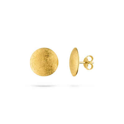 SKIELKA DESIGNSCHMUCK Paar Ohrstecker Ohrstecker "Disc" 13 mm (Sterling Silber 925 vergoldet), hochwertige Goldschmiedearbeit aus Deutschland
