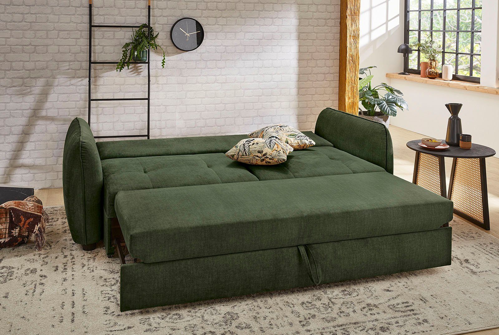 dunkelgrün Schlafsofa Gruppe cm 180x200 Bettfunktion, Sascha, Jockenhöfer Relax- | mit dunkelgrün Liegefläche Wellenfedern, und