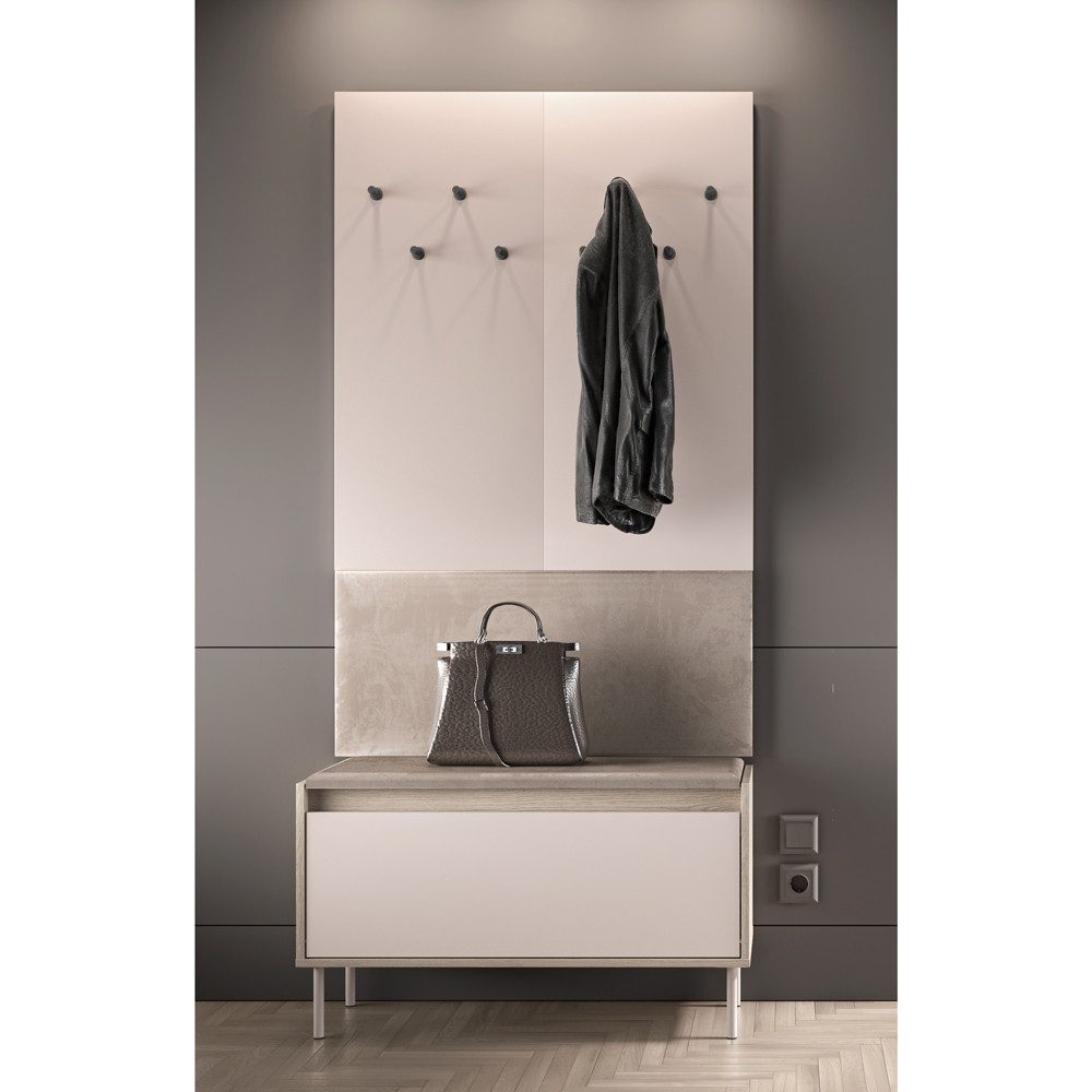 Lomadox Garderoben-Set VITTORIA-131, (Spar-Set, 2-St., Wandpaneel Schuhbank), in Kaschmir, mit Polsterung