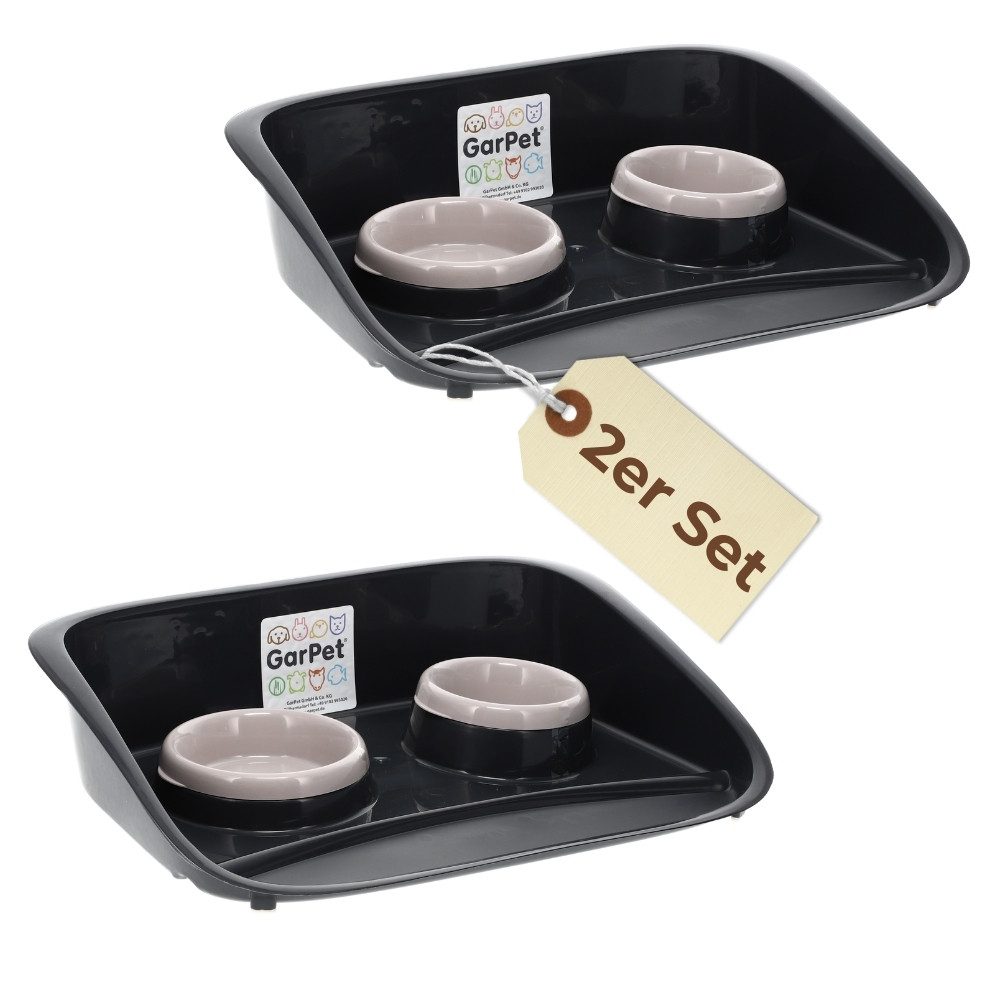 Futterstation 2x Futterstation 2 Näpfe Futterbar Napfset Hunde Futter Napf Matte