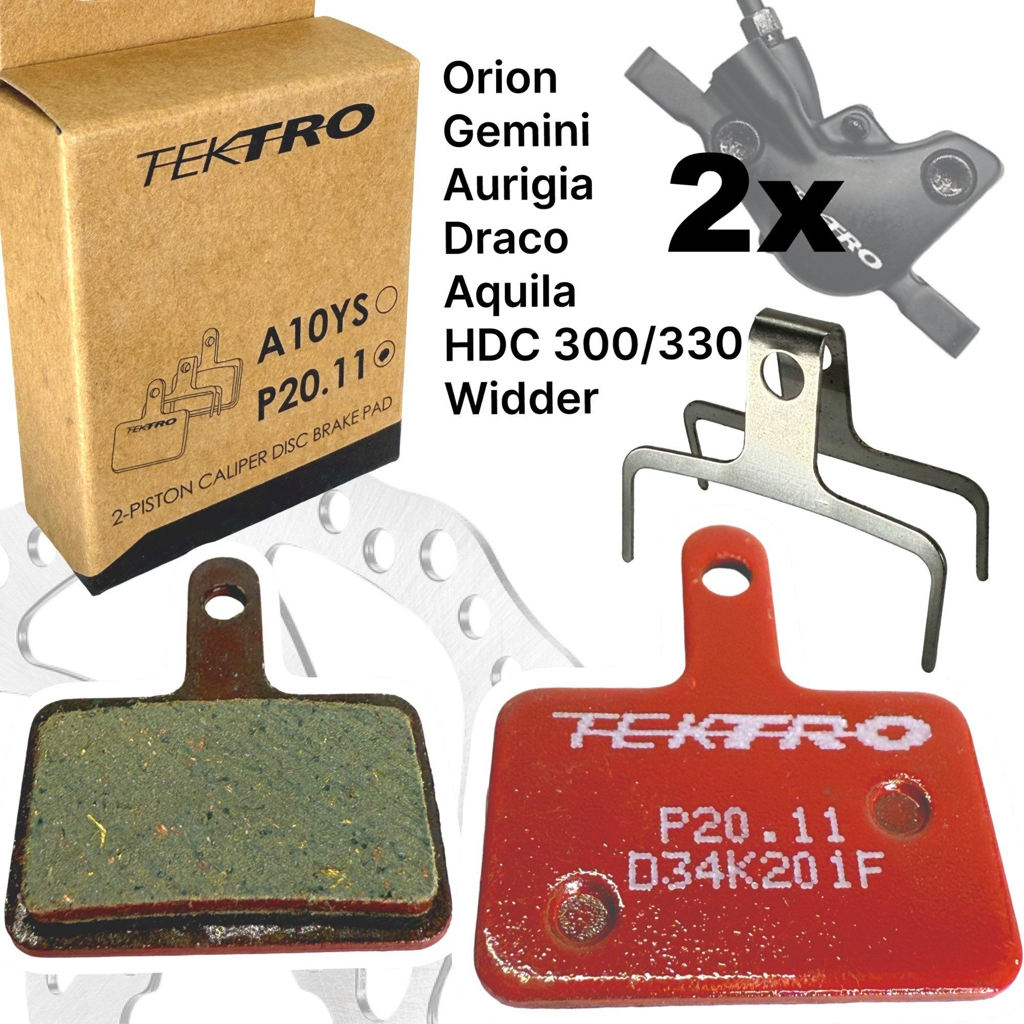 Tektro Scheibenbremse 2x Tektro P20.11 Resin Fahrrad Scheibenbremsbeläge 2 Kolben Rot 2 Paar