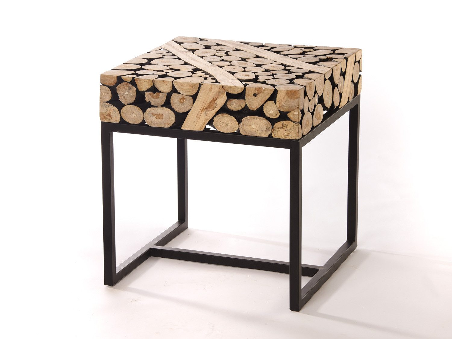 Bambus-Lounge Beistelltisch Taiga Beistelltisch Sofa Couchtisch Holz und Metall Tisch Wohnzimmer