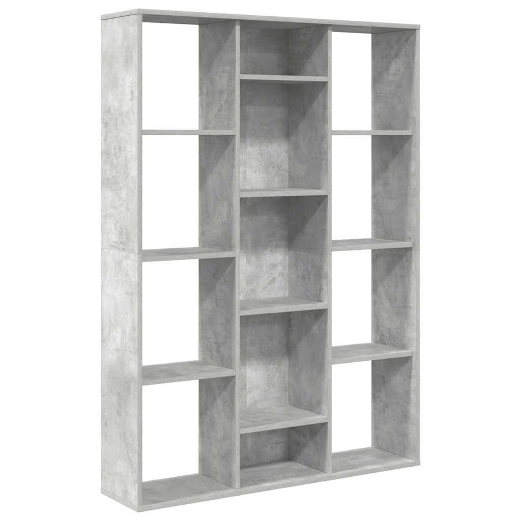 furnicato Raumteiler mit 13 Fächern 100 x 24 x 140 cm Betongrau, 1-tlg., Stabiles Bücherregal mit viel Stauraum für DVDs und Dekorationen