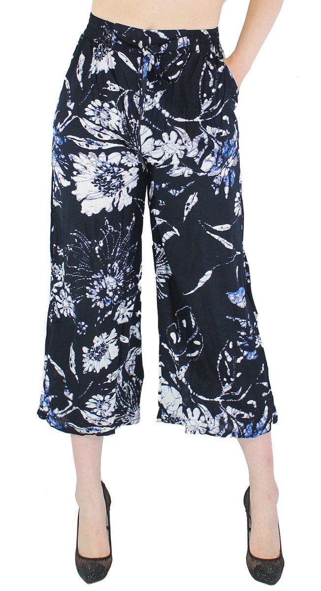 dy_mode Palazzohose Damen Palazzohose Capri Hose in Blumen Muster Freizeithose Sommer