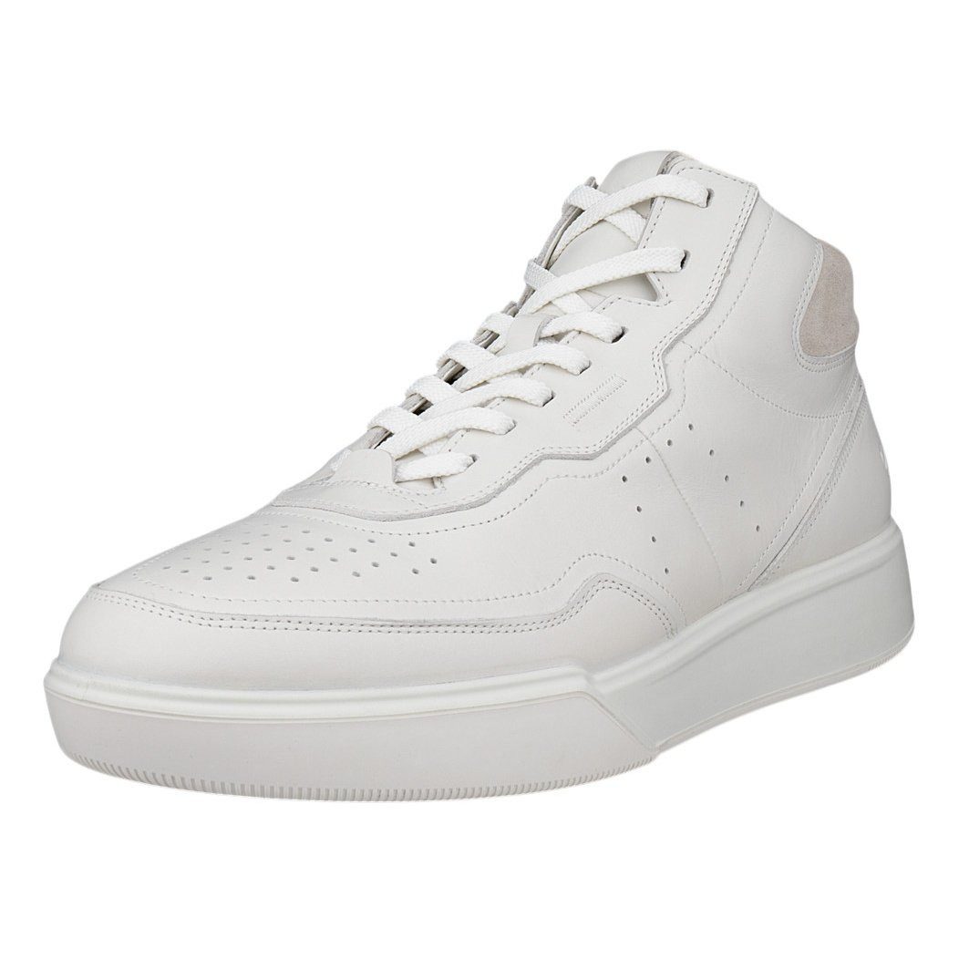 Ecco Alltag-Travelschuhe Street Court High-Top (Premium-Leder) weiss Herren Sneaker