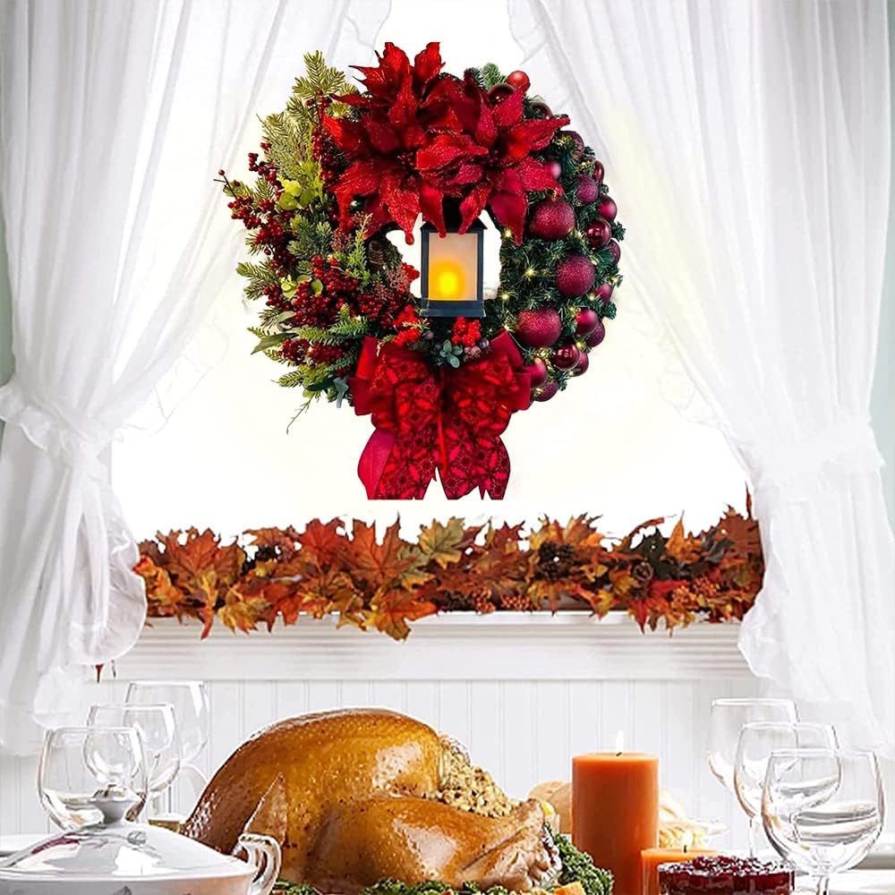 Kunstkranz 40 cm Türkranz Weihnachten mit Laterne, Rot, FELIXLEO – Bild 5 von 5
