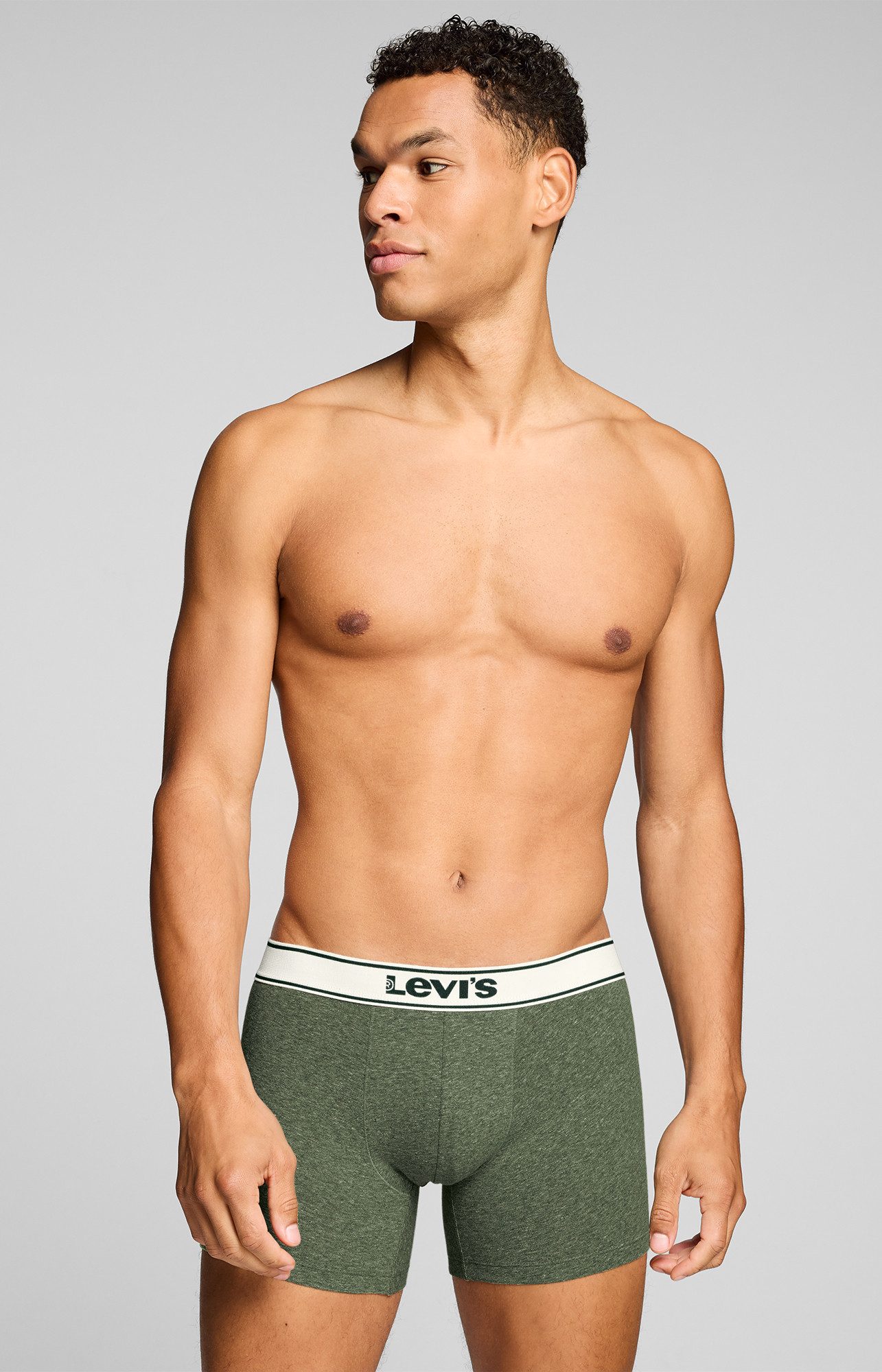 Levi's® Boxer LEVIS MEN VNTG HTR BOXER BRIEF 2P (2er Pack) ohne Eingriff, uni, meliert, Logo-Bund, elastisch