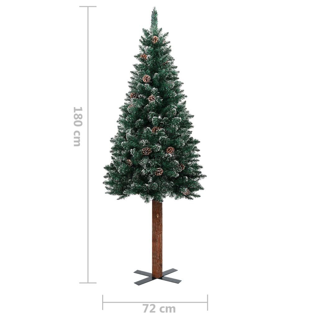 furnicato Künstlicher Weihnachtsbaum Weihnachtsbaum 180 cm mit und Schlank Schnee Echtholz Grün