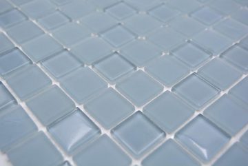 Mosani Glas Wandfliese 10 Stk. Selbstklebende Mosaikfliesen Fliesenspiegel Küchenrückwand, Graublau, Improve, 10-teilig, 0,9 m², Spritzwasserbereich geeignet, Küchenrückwand Spritzschutz