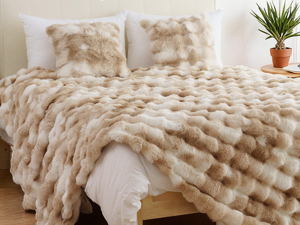 Wohndecke Kunstfell-Decke, Premium Kuscheldecke weich beidseitig, ORHOPUI, doppelseitig, 152.5×127cm, braun