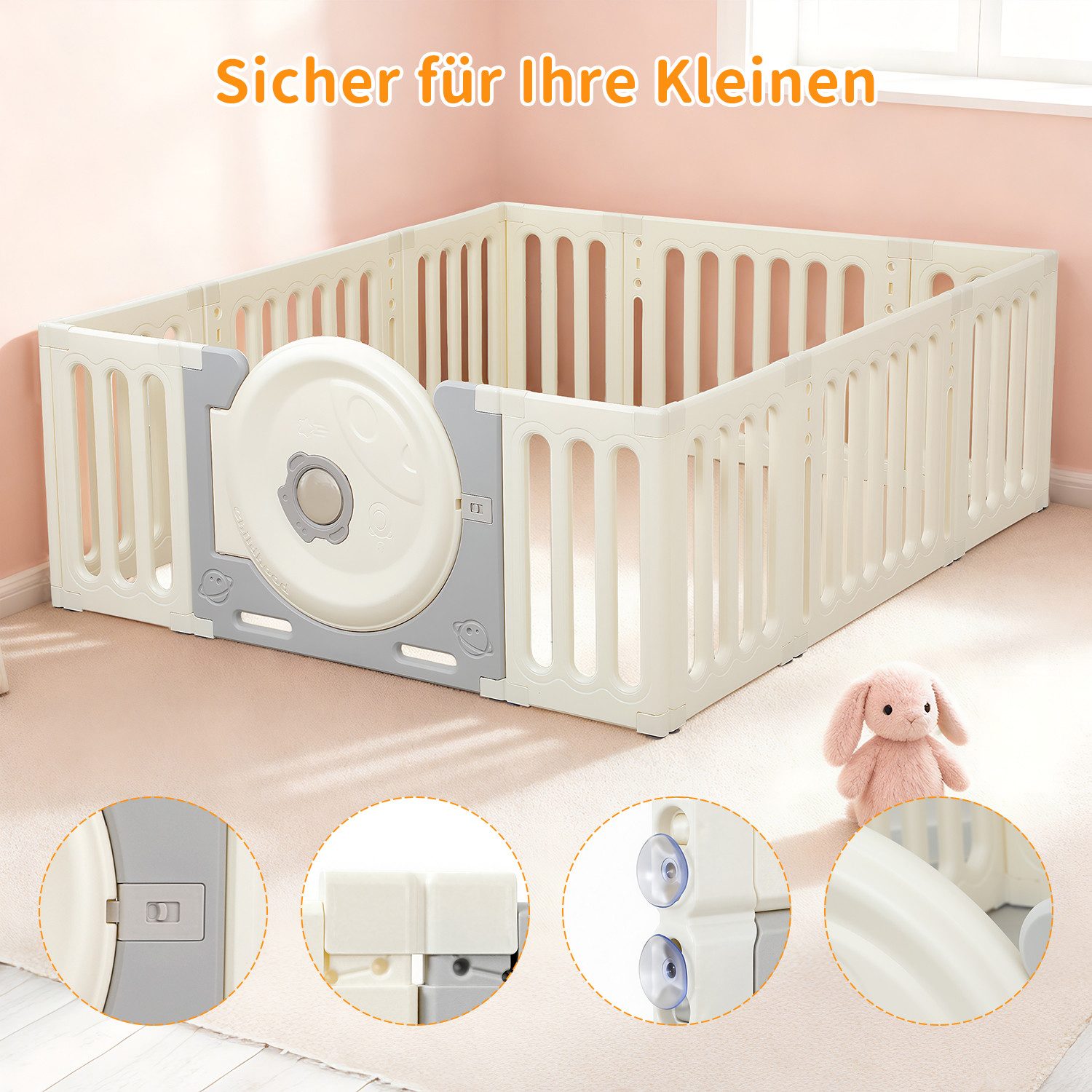 oyajia Laufgitter Laufstall Faltbar Laufgitter Baby Mit Tür und Spielzeugbo günstig online kaufen