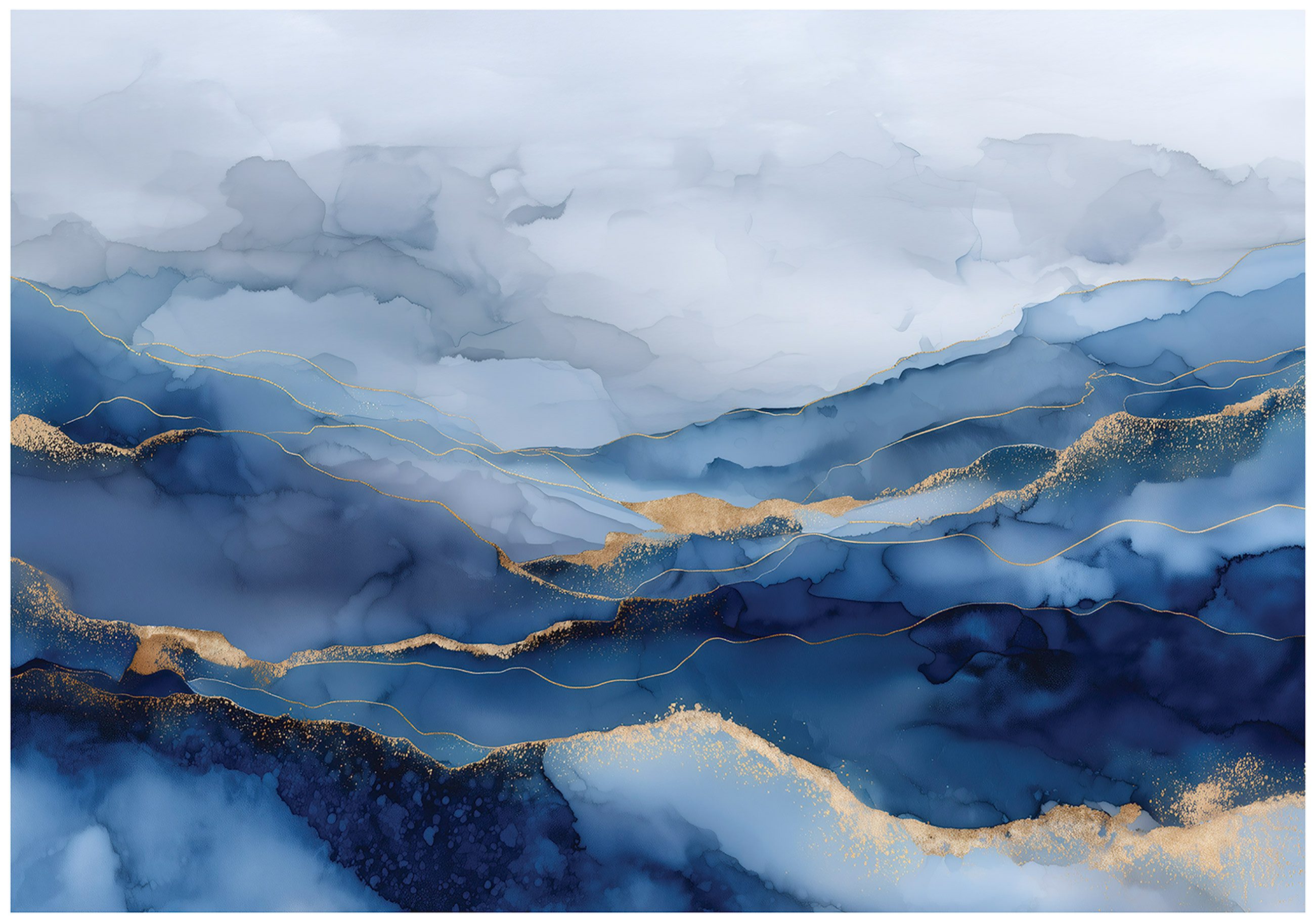 Wallarena Fototapete Marmor Blau Gold Vlies Tapete Wohnzimmer Schlafzimmer Wandtapete, Glatt Vlies Washable, Marmor, Blau, Weiß, Gold, (Packung, 2 St., Vlies Fototapete), Vliestapete Blau Wohnzimmer Schlafzimmer Küche Tapete + Kleister