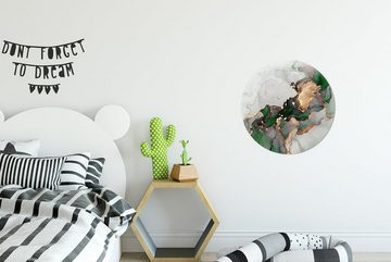 MuchoWow Wandsticker Marmor - Gold - Grün - Luxus (1 St), Tapetenkreis für Kinderzimmer, Tapetenaufkleber, Rund, Wohnzimmer