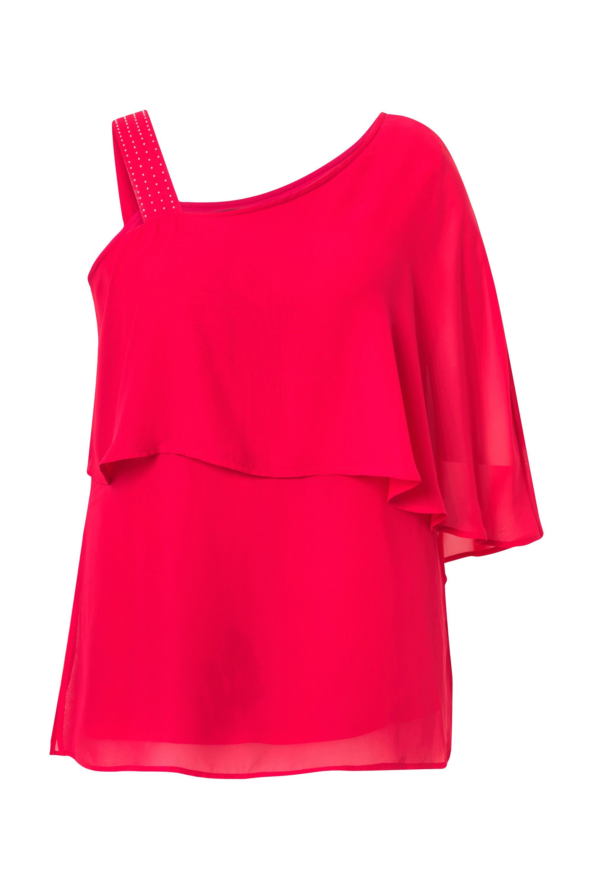 Ulla Popken Spitzenbluse Chiffon-Bluse One-Shoulder-Überwurf A-Linie günstig online kaufen