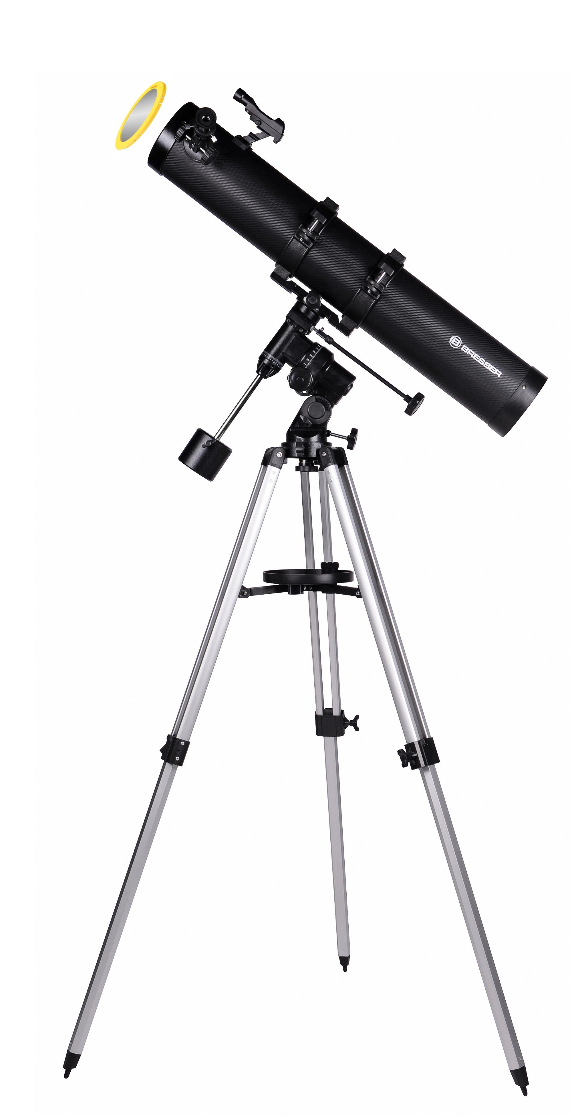 Teleskop BRESSER Galaxia 114/900 EQ3 Spiegelteleskop mit Smartphone-Adapter & …
